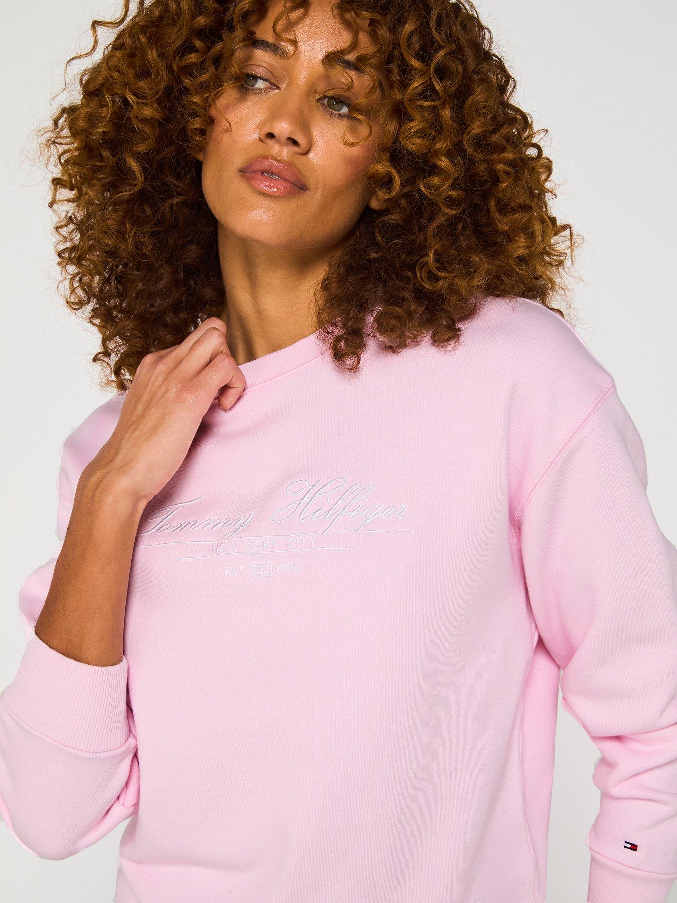 Image 4 of 5 of Tommy Hilfiger Script Logo Sweatshirt - Pink