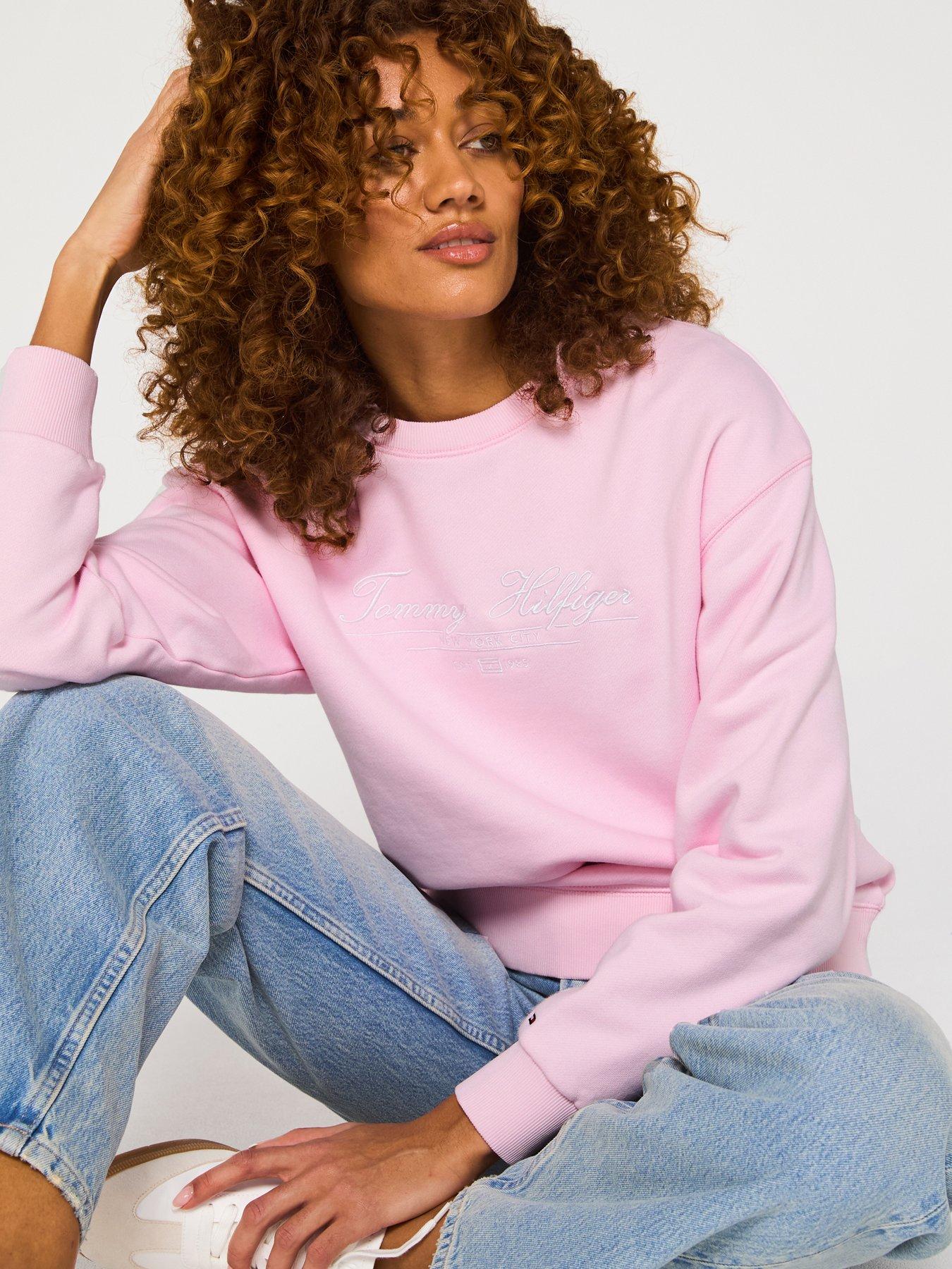 Image 5 of 5 of Tommy Hilfiger Script Logo Sweatshirt - Pink