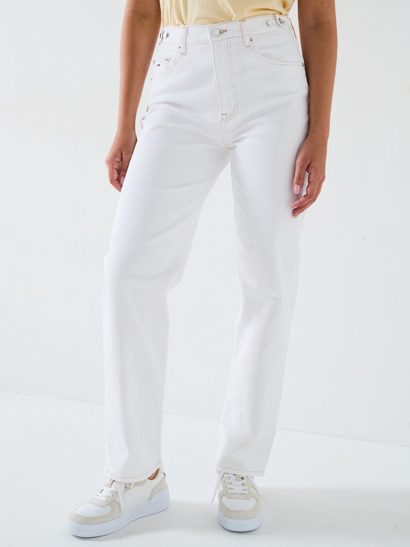  image of tommy-jeans-layla-high-rise-straight-leg-jeans-white