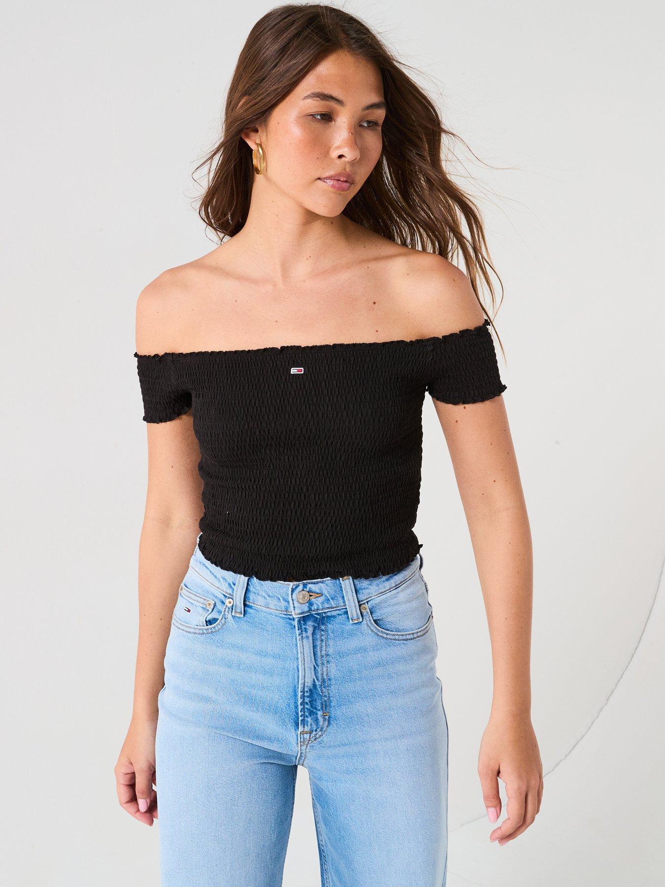 undefined Mini Logo Smock Top - Black