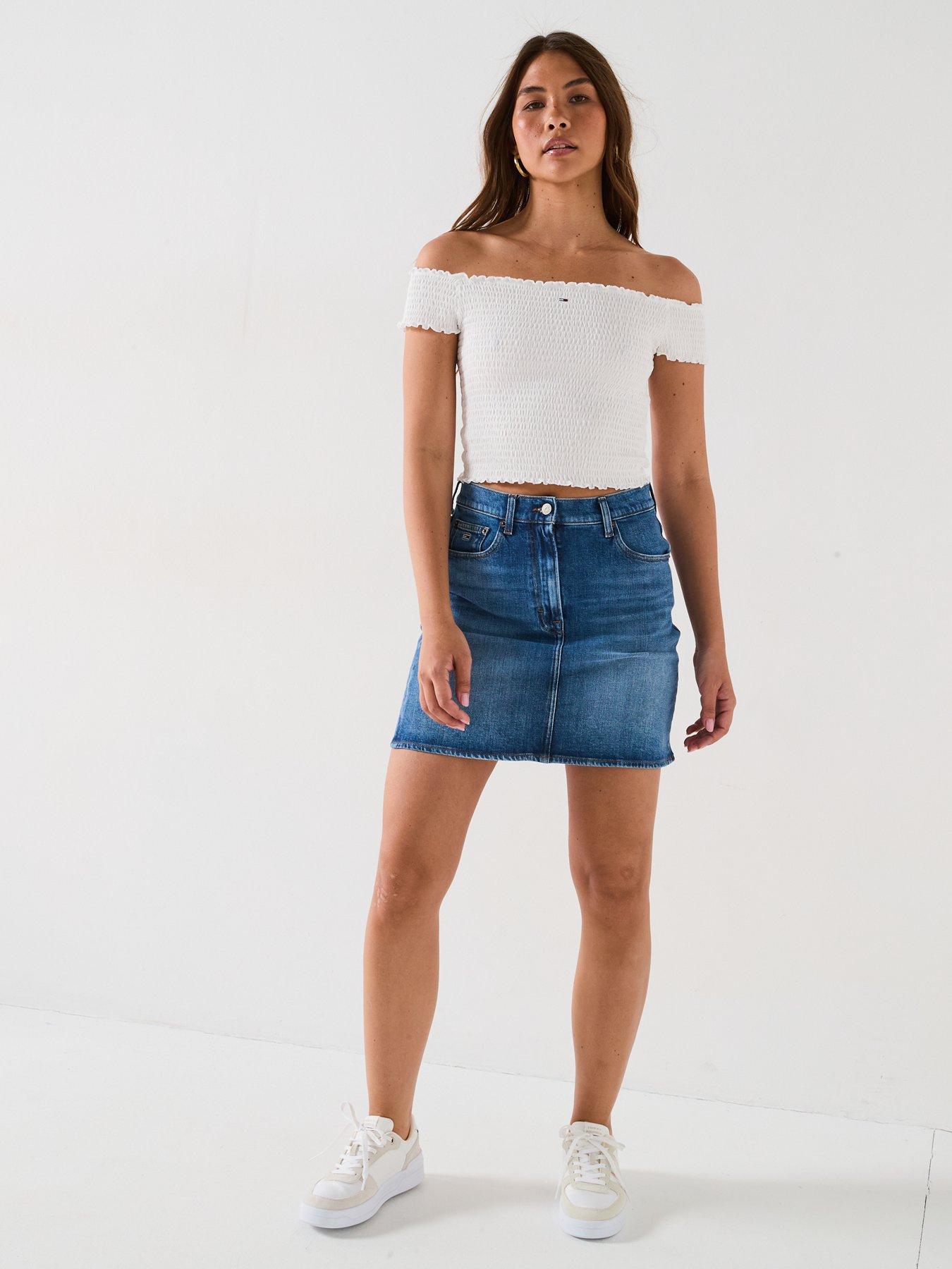  image of tommy-jeans-mini-logo-smock-top-white