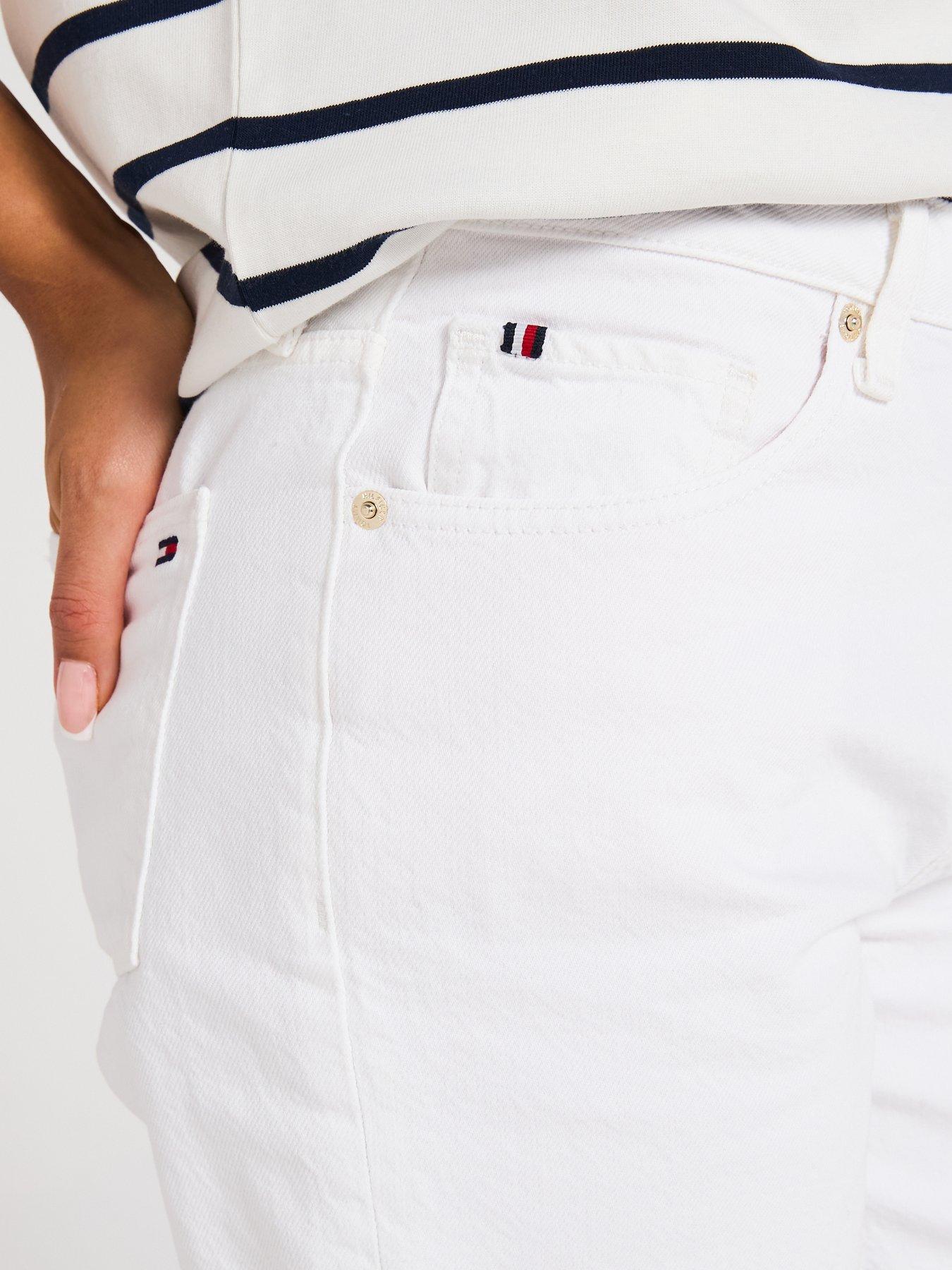  image of tommy-hilfiger-mid-rise-denim-short-white