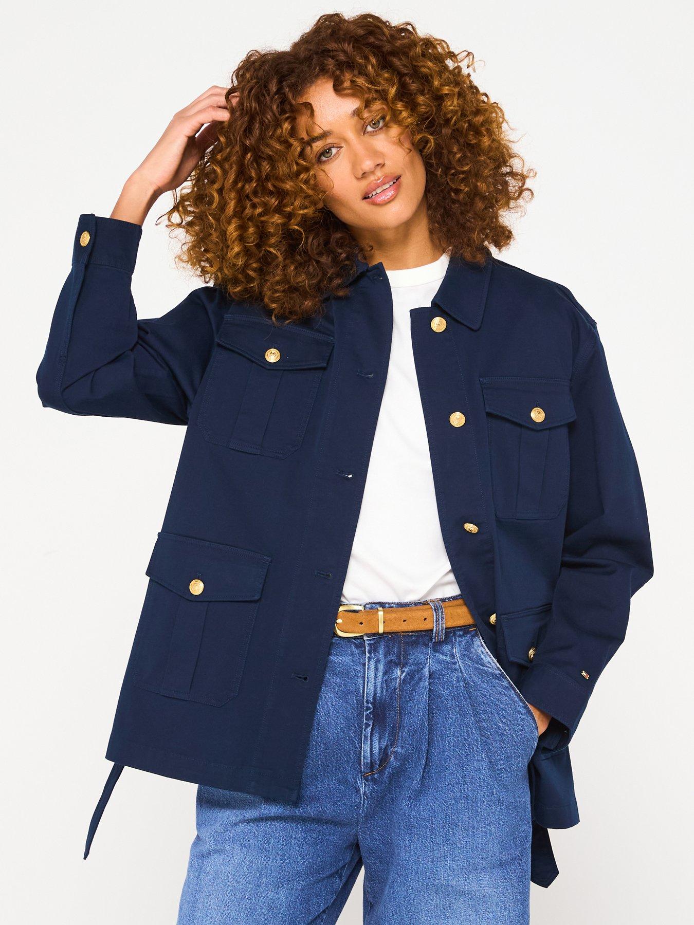  image of tommy-hilfiger-tie-waist-utility-jackey-navy