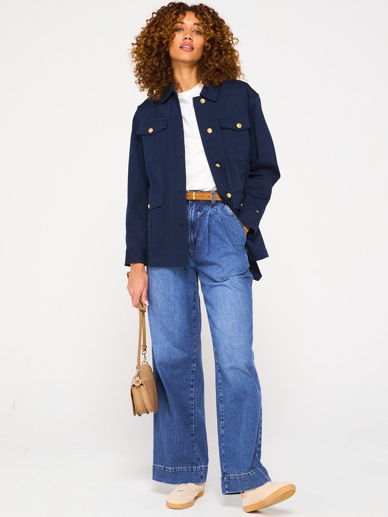  image of tommy-hilfiger-tie-waist-utility-jackey-navy