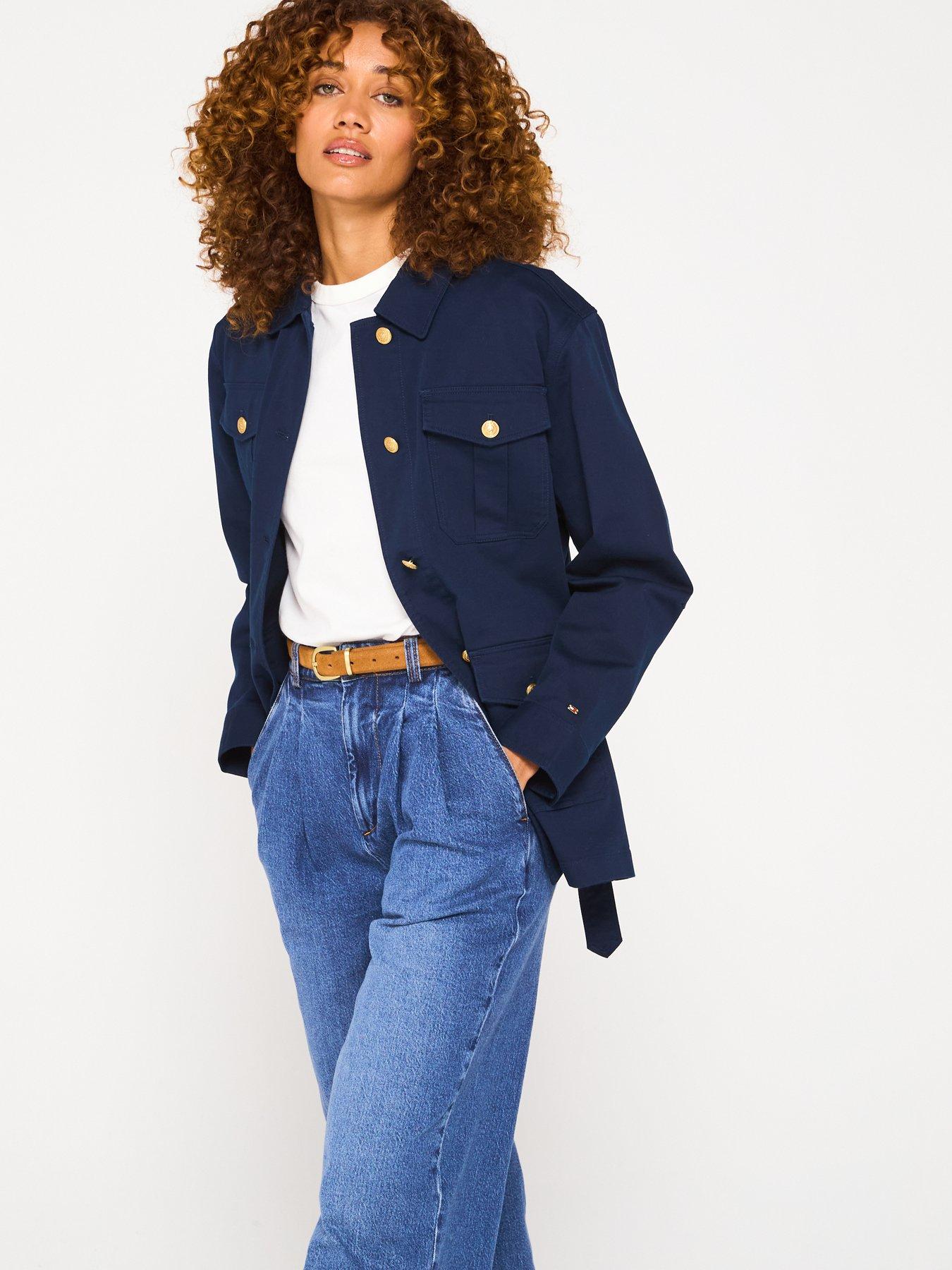 image of tommy-hilfiger-tie-waist-utility-jackey-navy