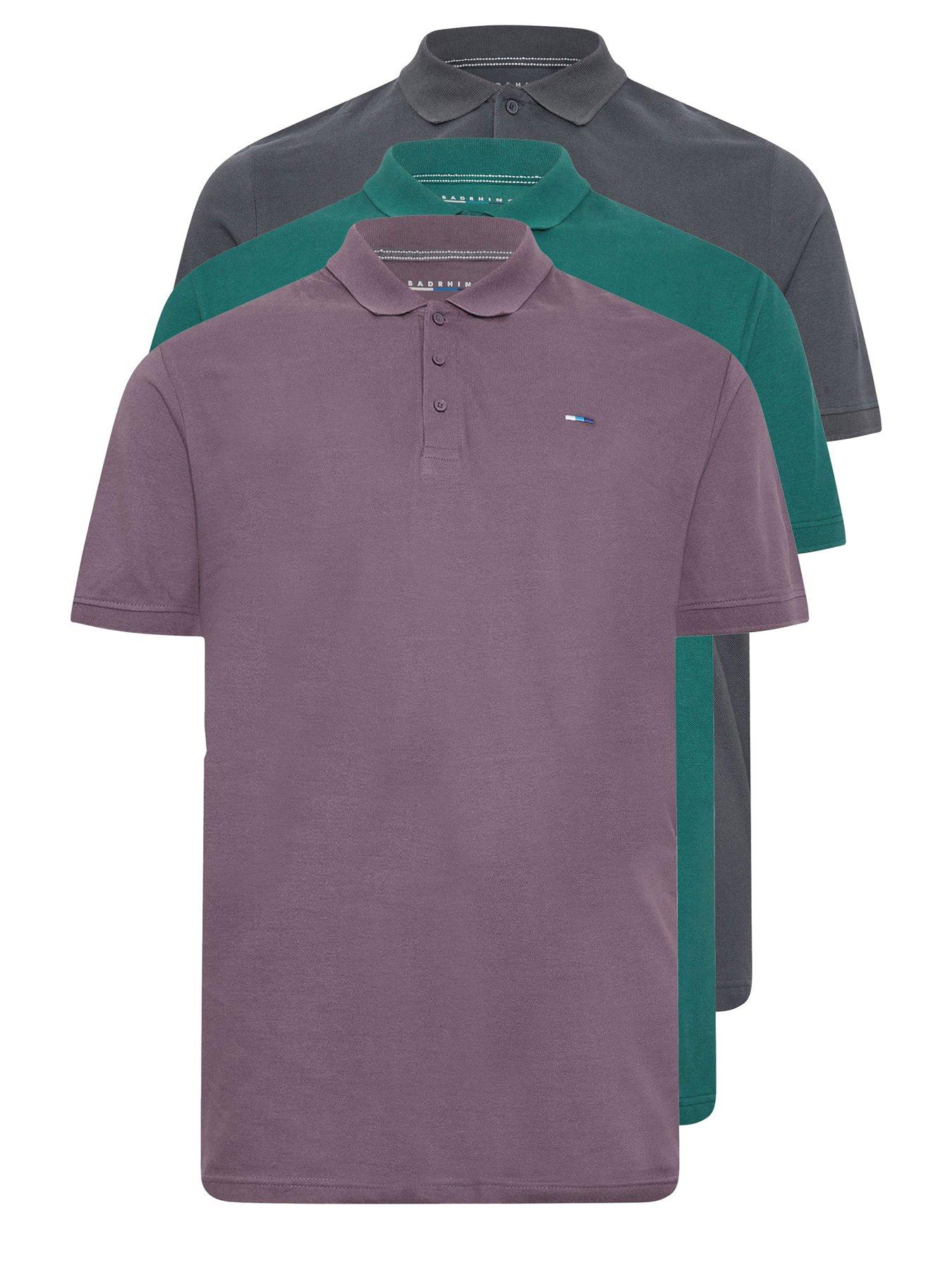  image of badrhino-big-amp-tall-3-pack-plain-polo-shirt-multi