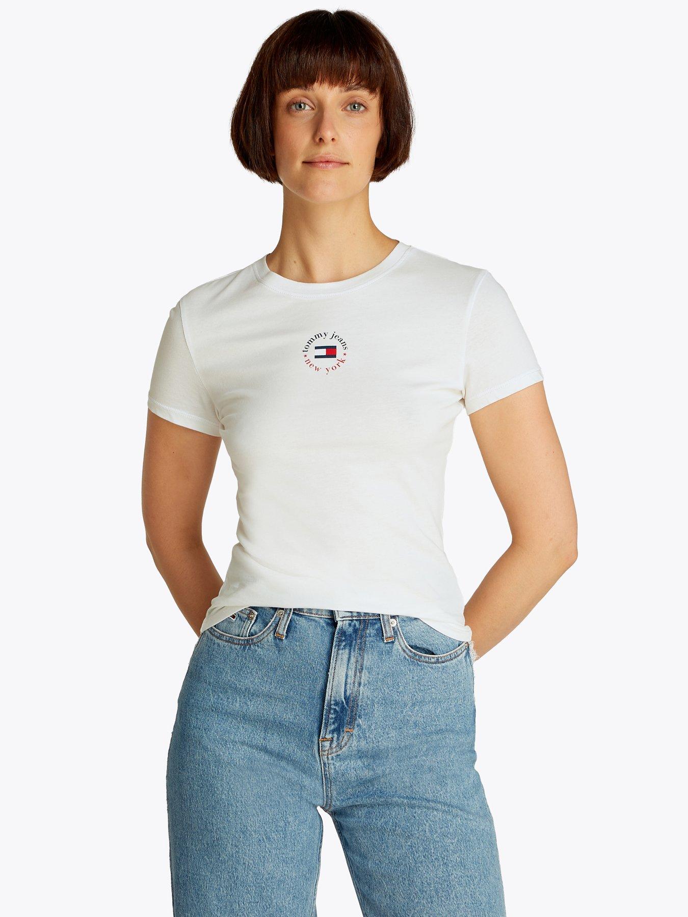 front image of tommy-jeans-essential-logo-t-shirt-white