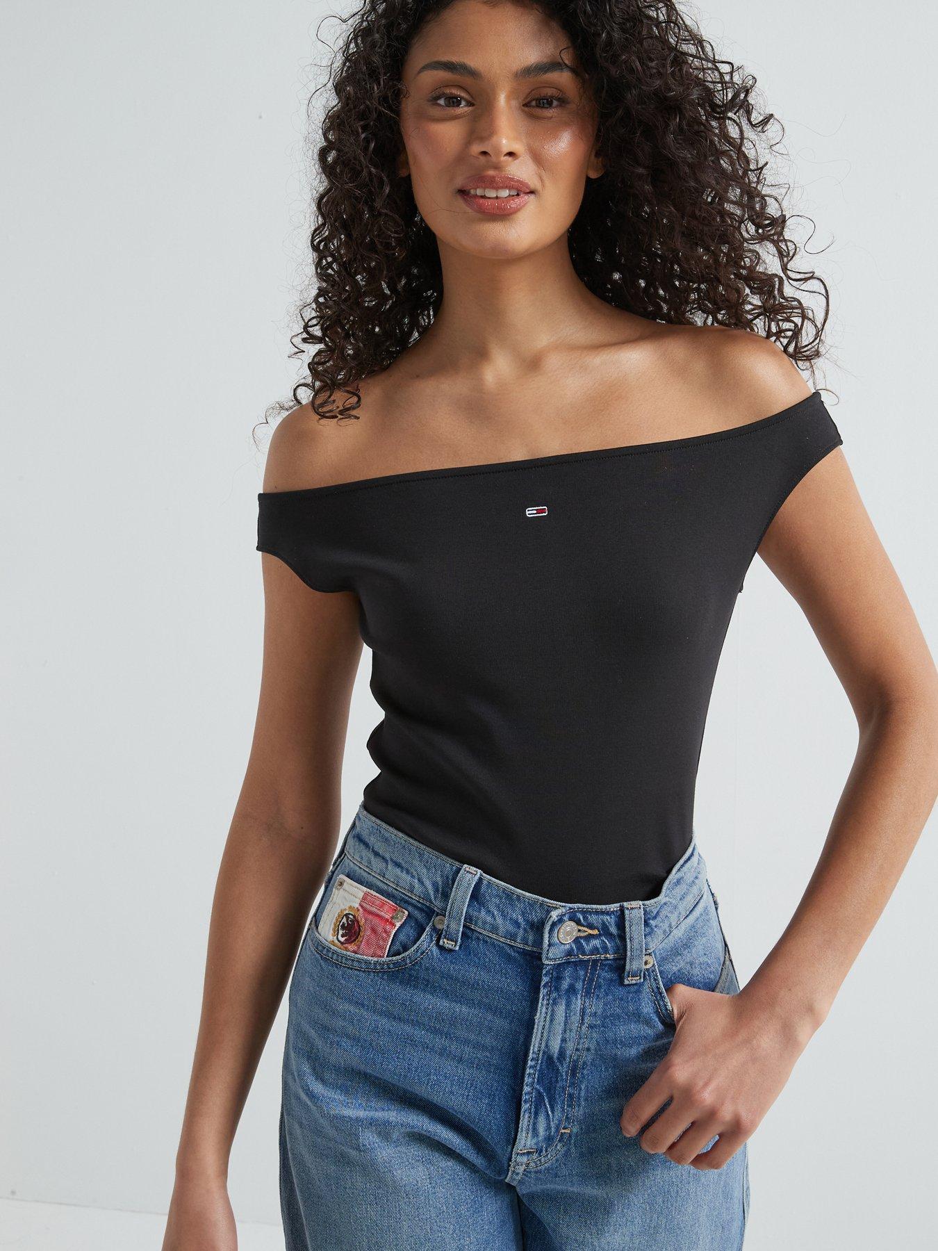 undefined Boat Neck Slim Top - Black