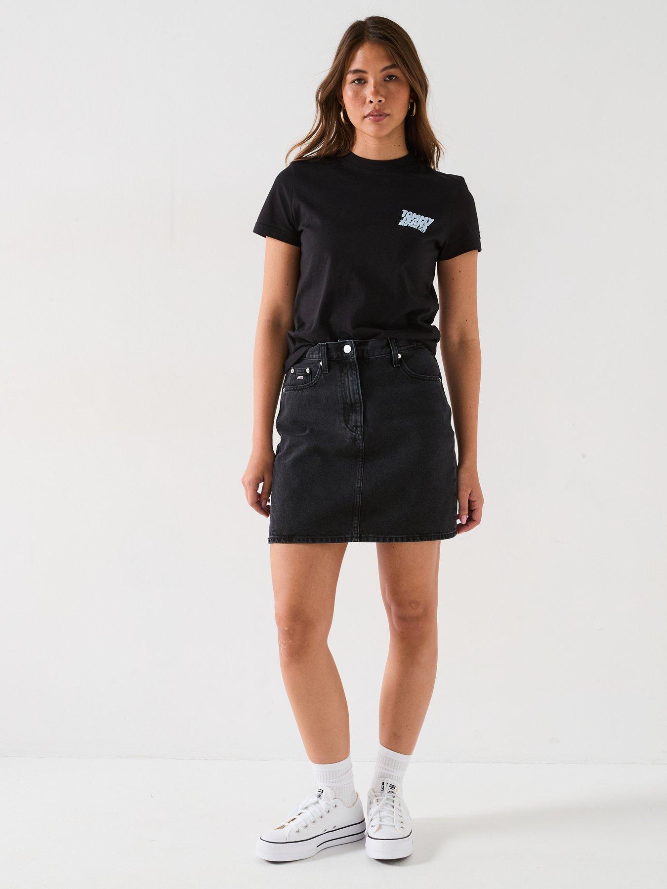  image of tommy-jeans-mom-skirt-black