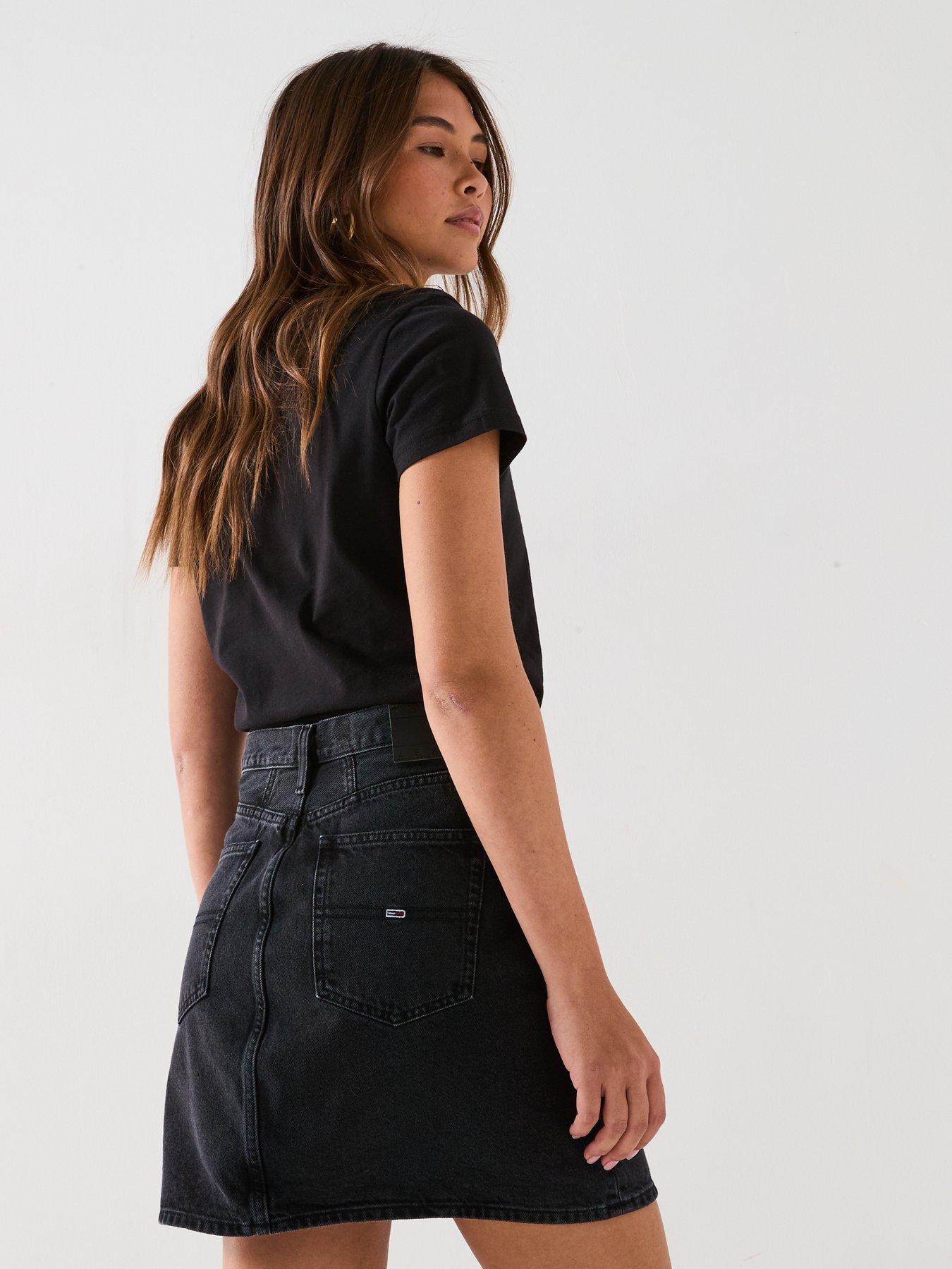  image of tommy-jeans-mom-skirt-black