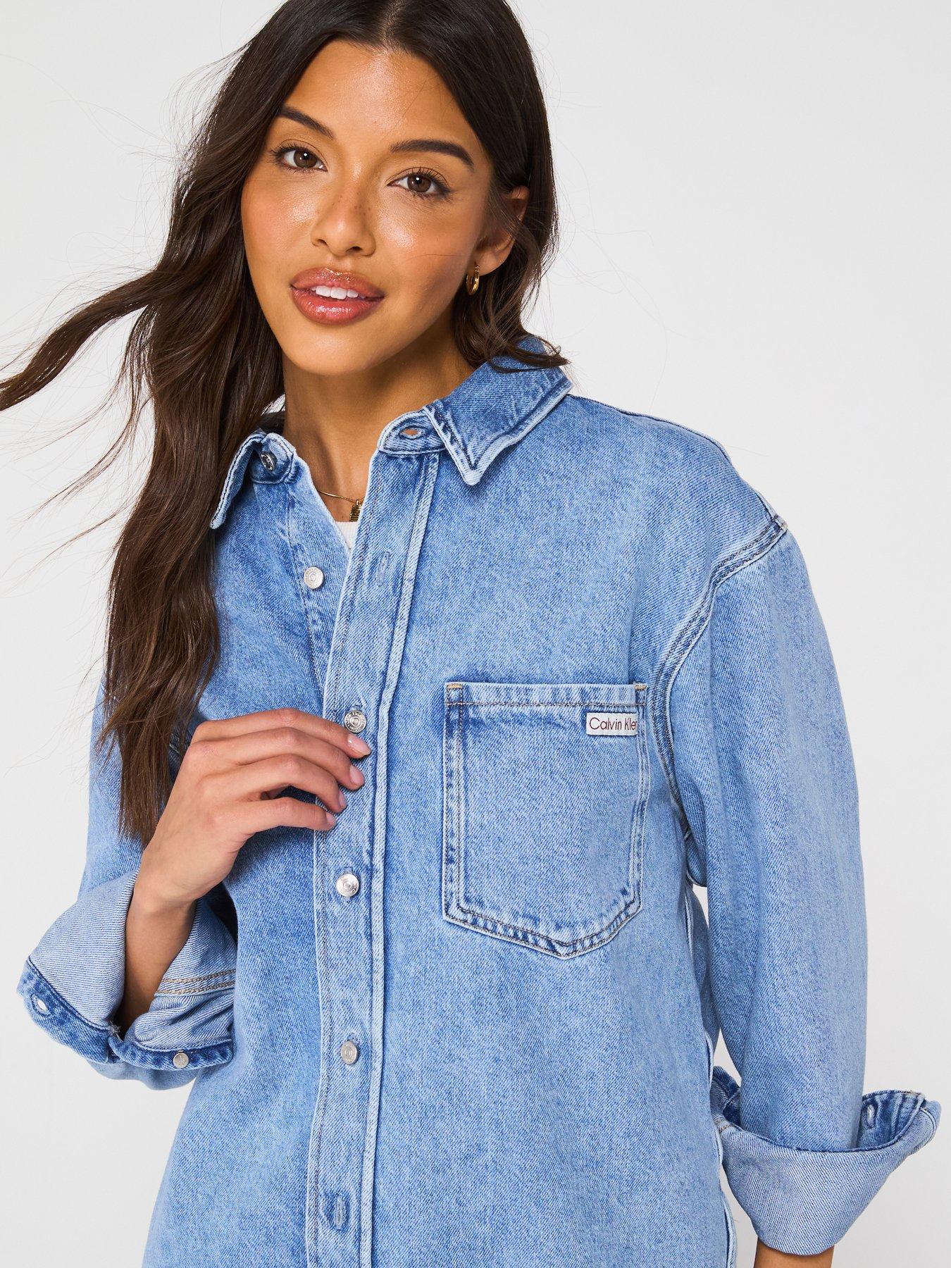 Calvin Klein Jeans Oversized Denim Shirt Blue Littlewoods