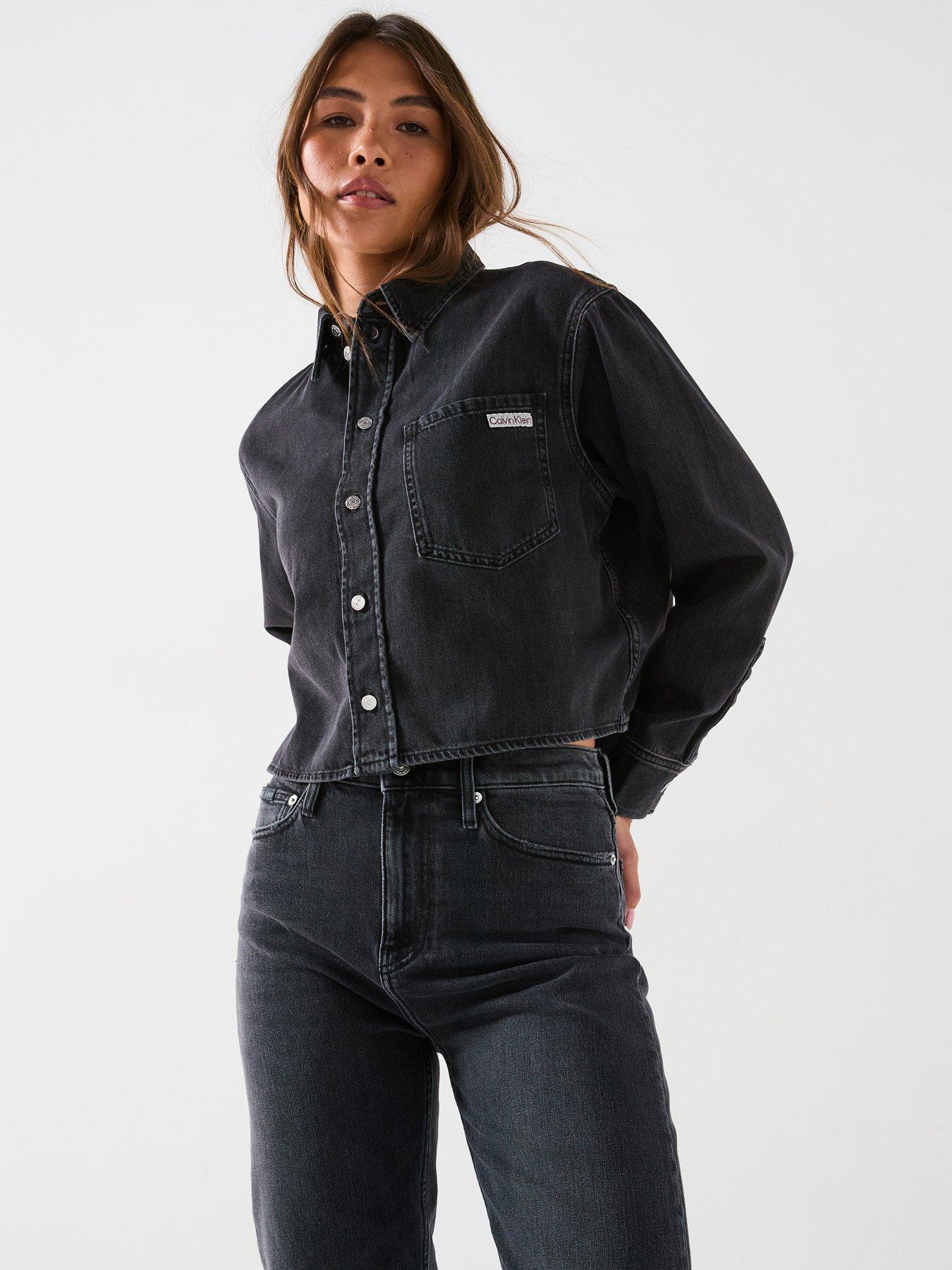 calvin-klein-jeans-cropped-denim-shirt-black