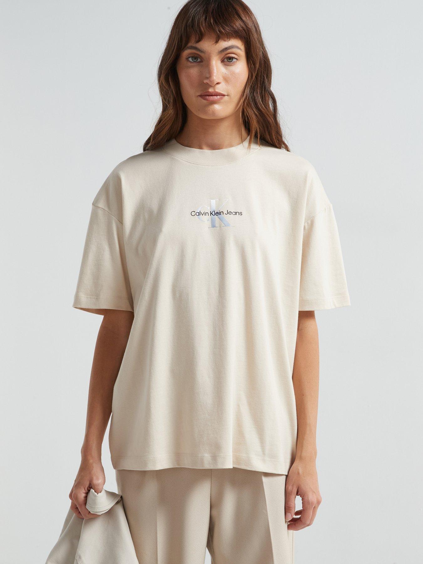 undefined Gradient Logo Oversized T-Shirt - Cream