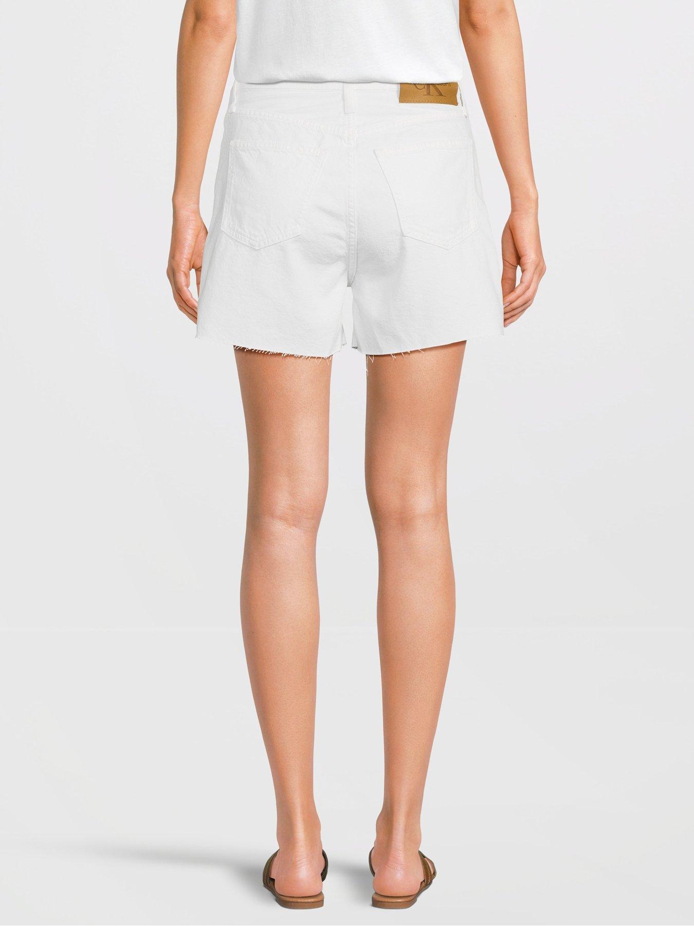 Image 2 of 5 of Calvin Klein Jeans Mid Rise Mom Shorts - White