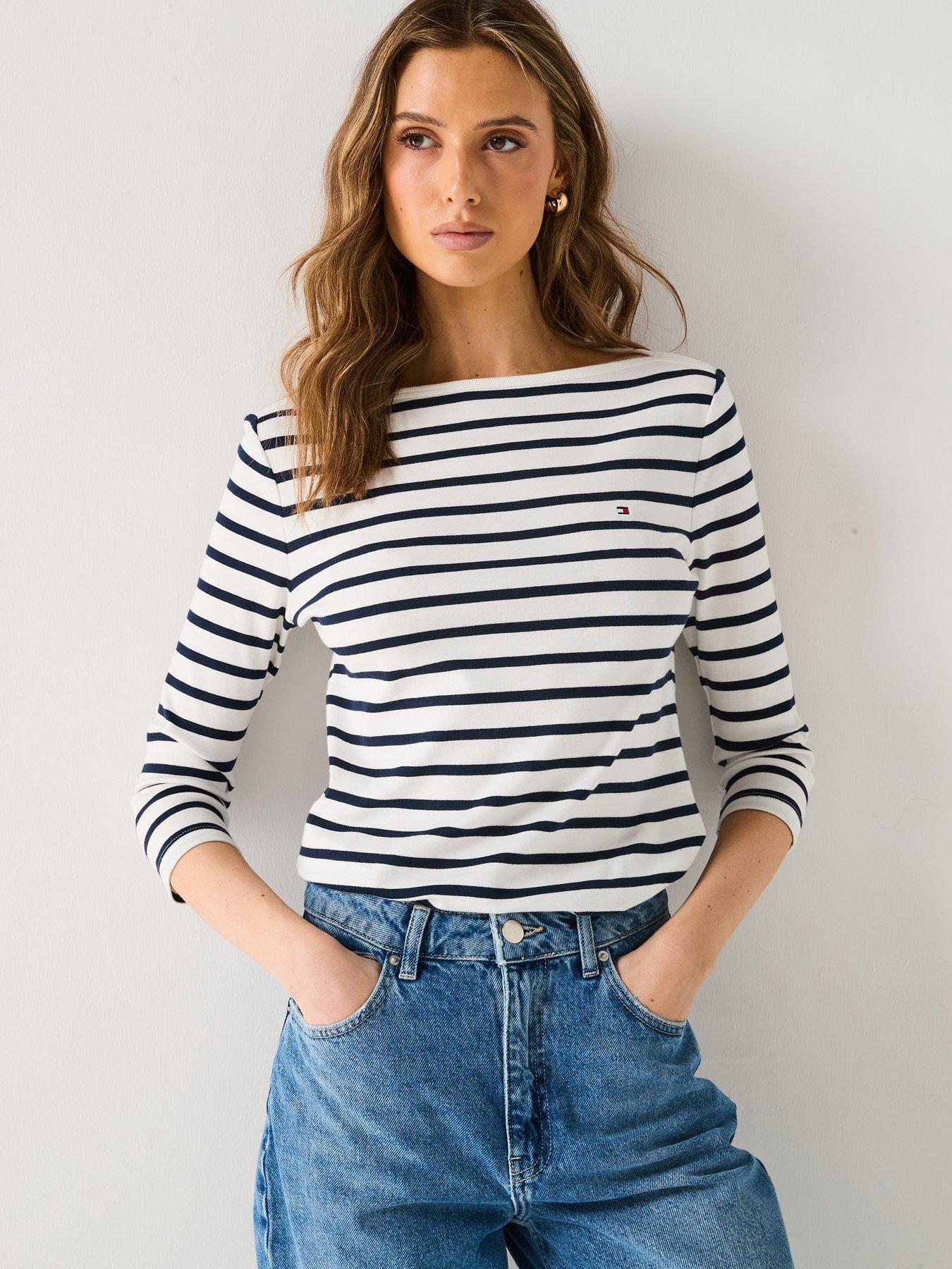  image of tommy-hilfiger-slim-fit-boat-neck-top-multi