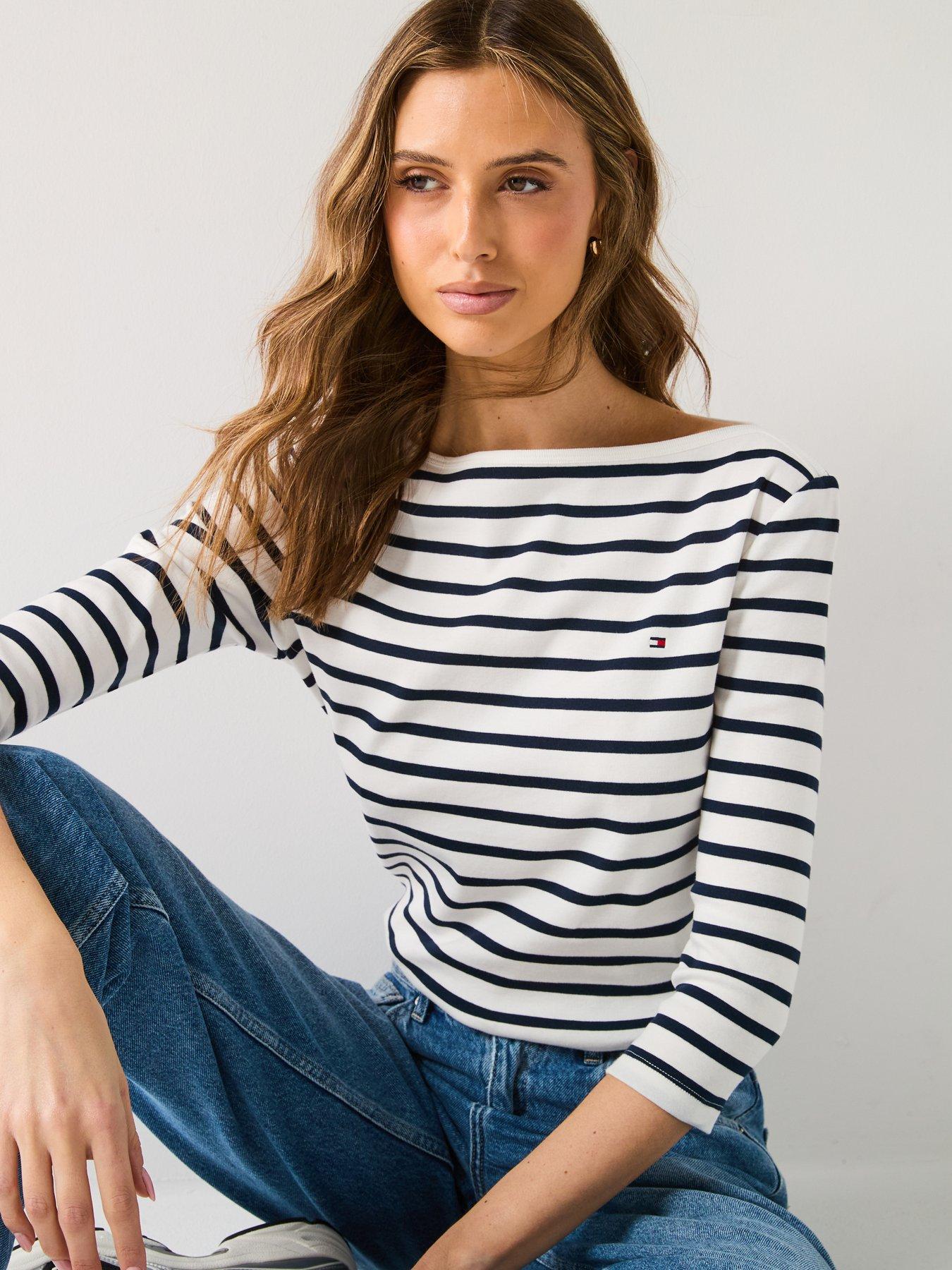  image of tommy-hilfiger-slim-fit-boat-neck-top-multi