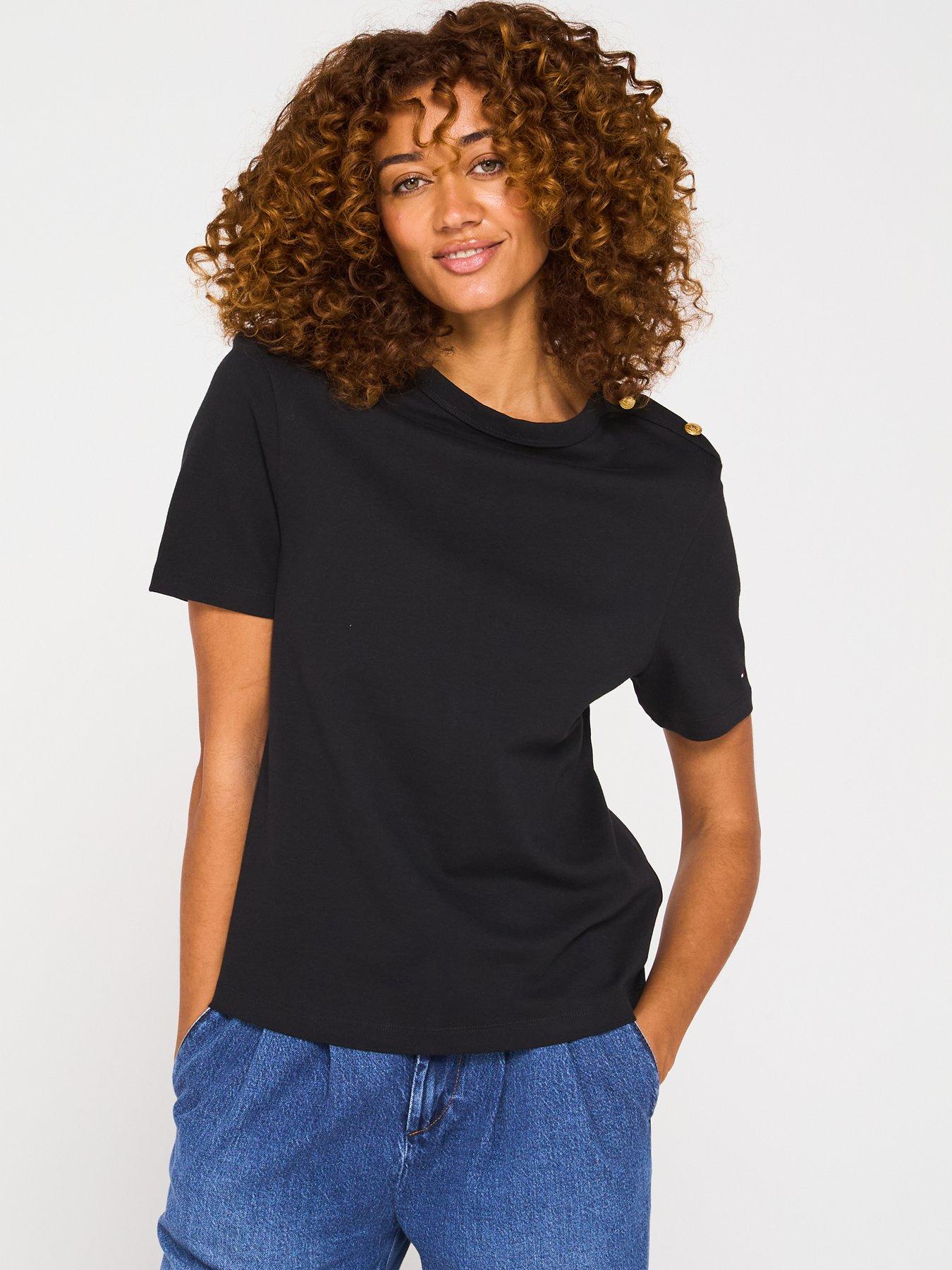 tommy-hilfiger-gold-button-detailed-t-shirt-black