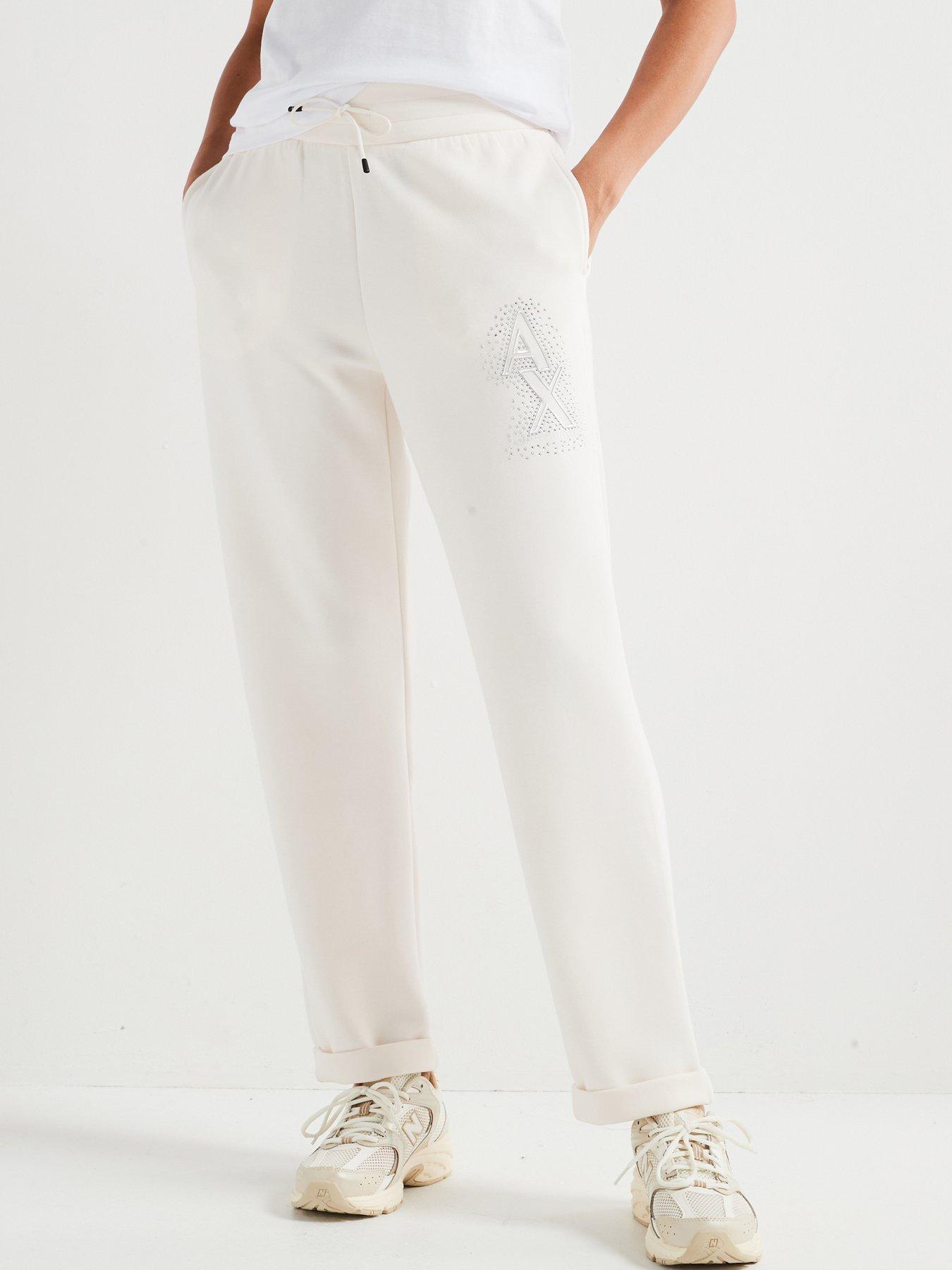 Armani Exchange Embellished Logo Jogging Trousers - White