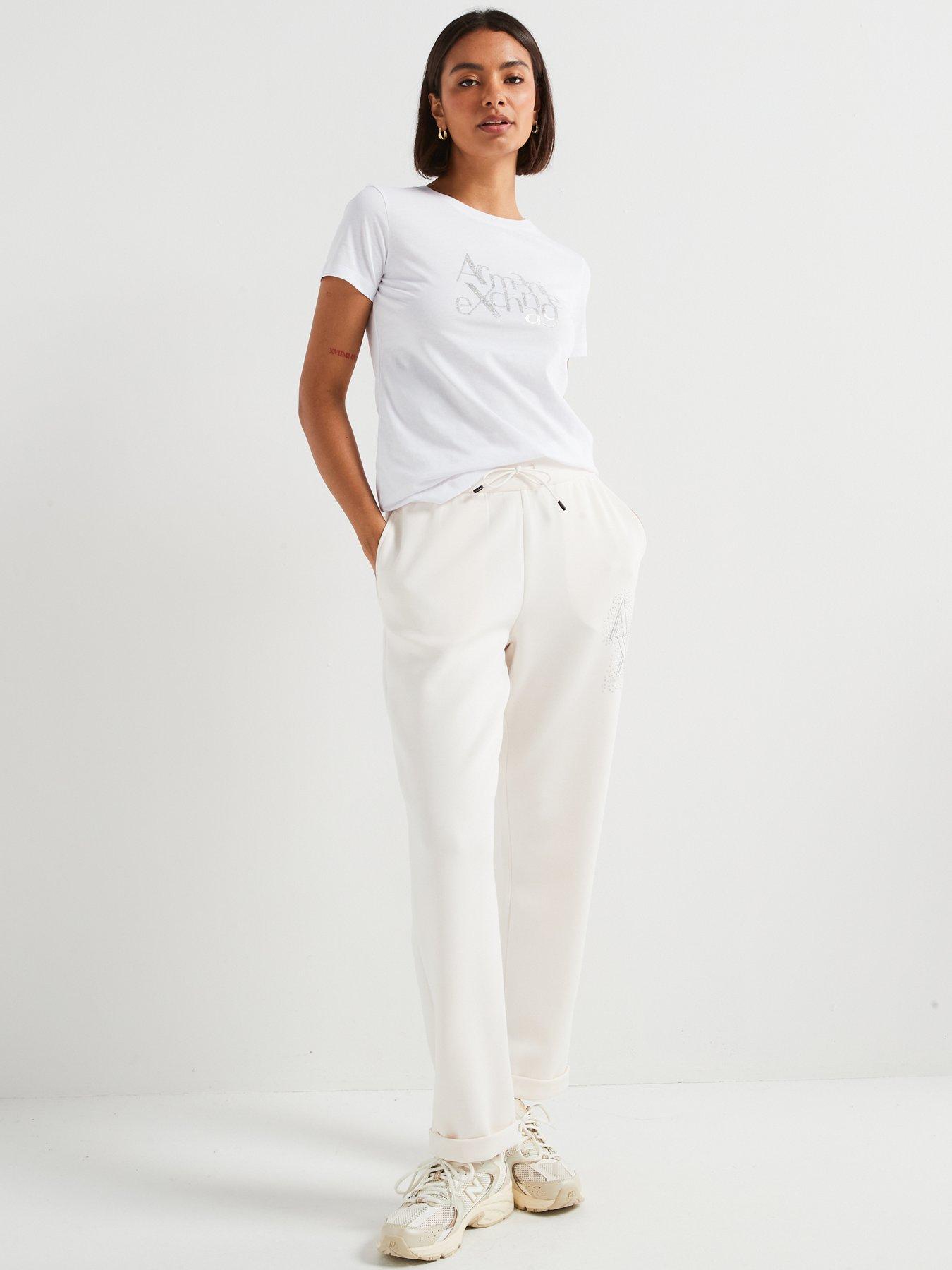 image of armani-exchange-embellished-logo-short-sleeve-t-shirt-white