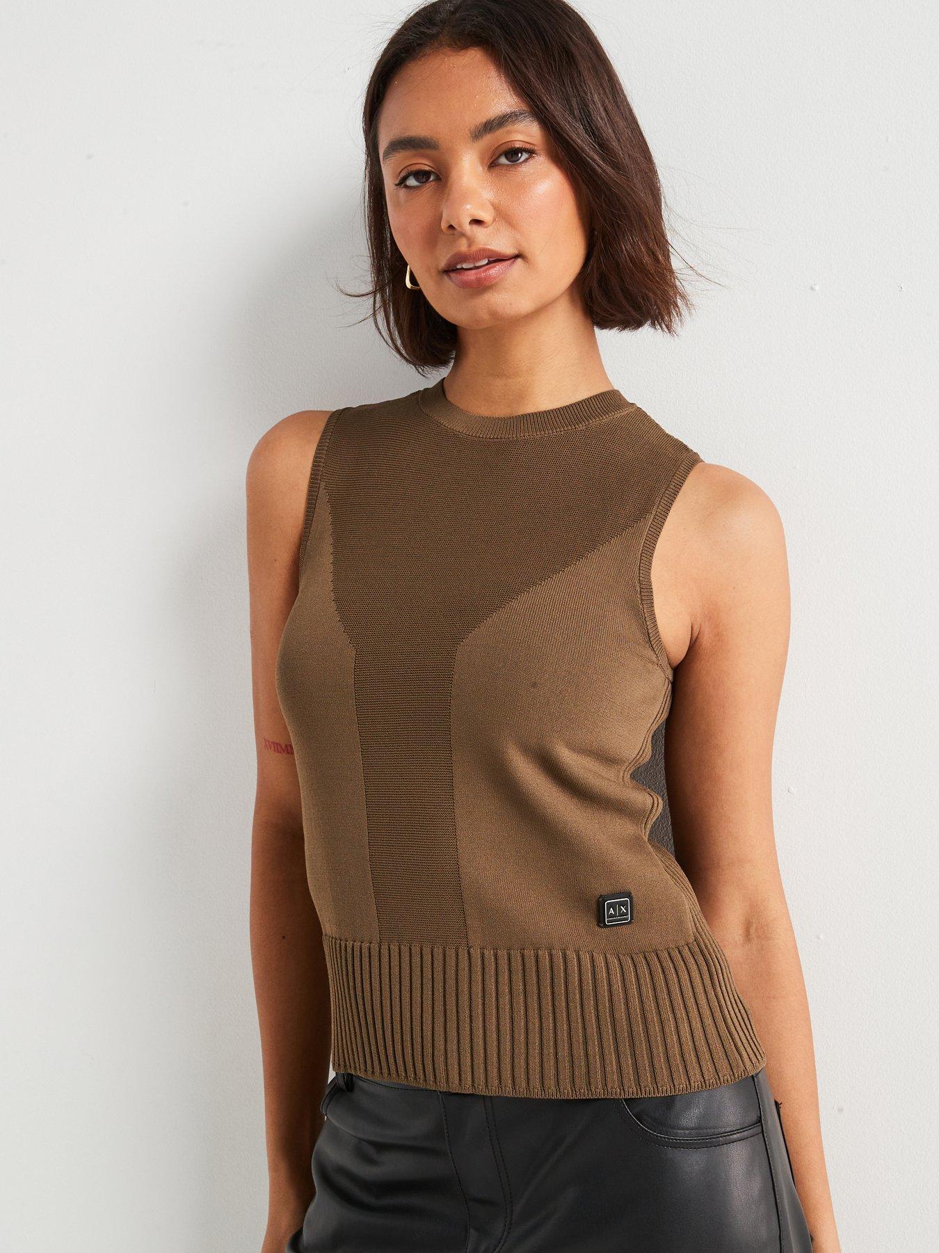undefined Knitted Vest Top - Khaki