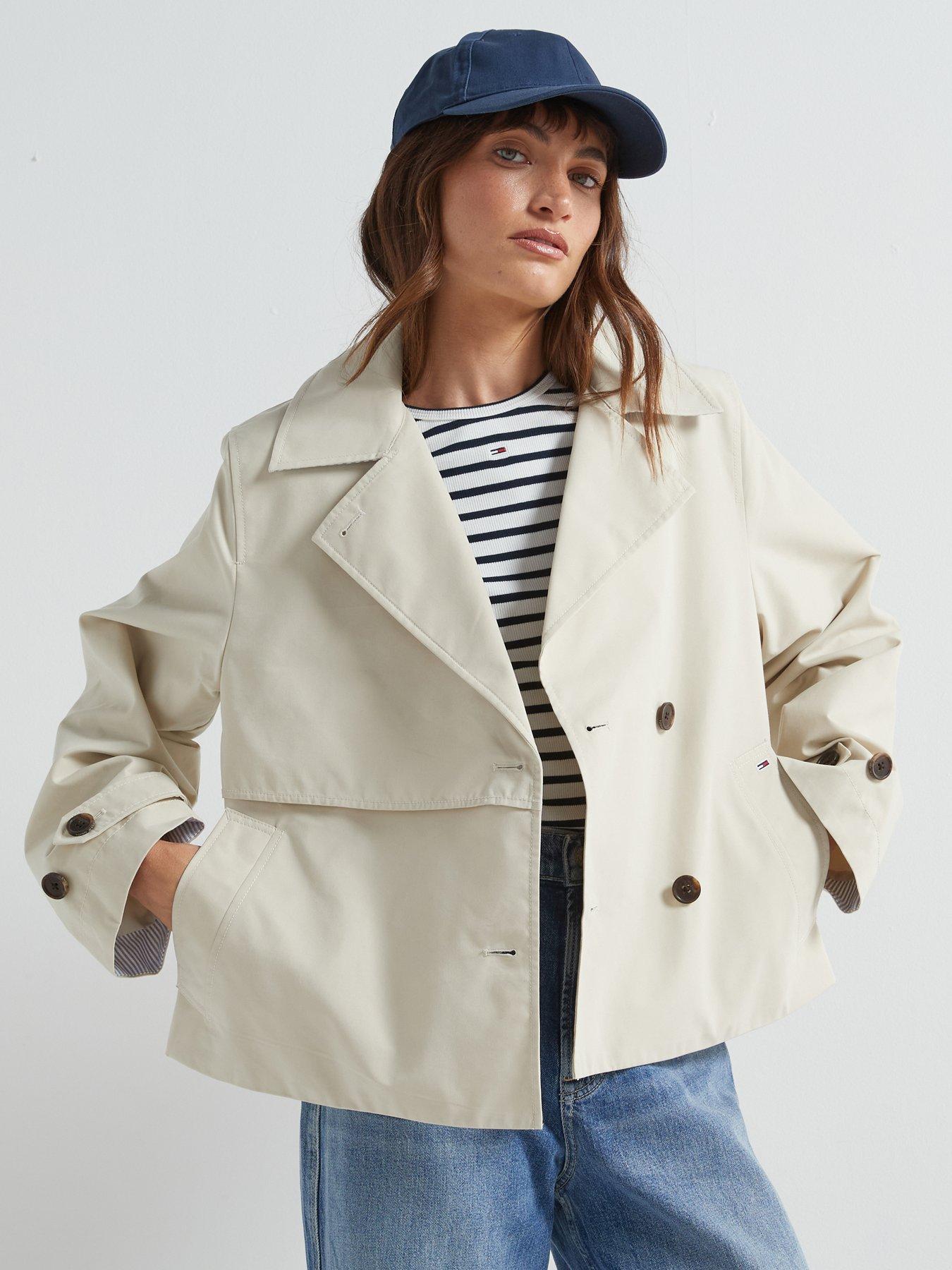 Image 1 of 6 of Tommy Jeans Cropped Trench Coat - Beige