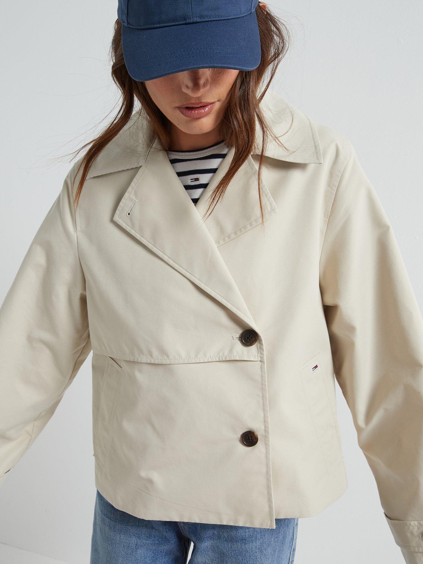 Image 4 of 6 of Tommy Jeans Cropped Trench Coat - Beige