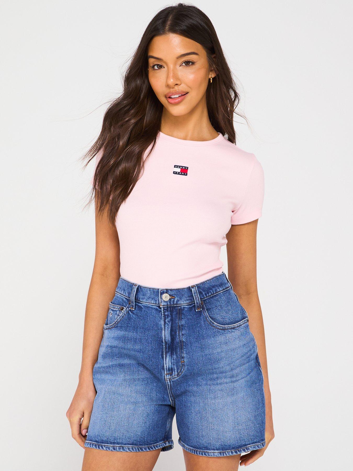 undefined Badge Logo Slim Fit T-Shirt - Pink