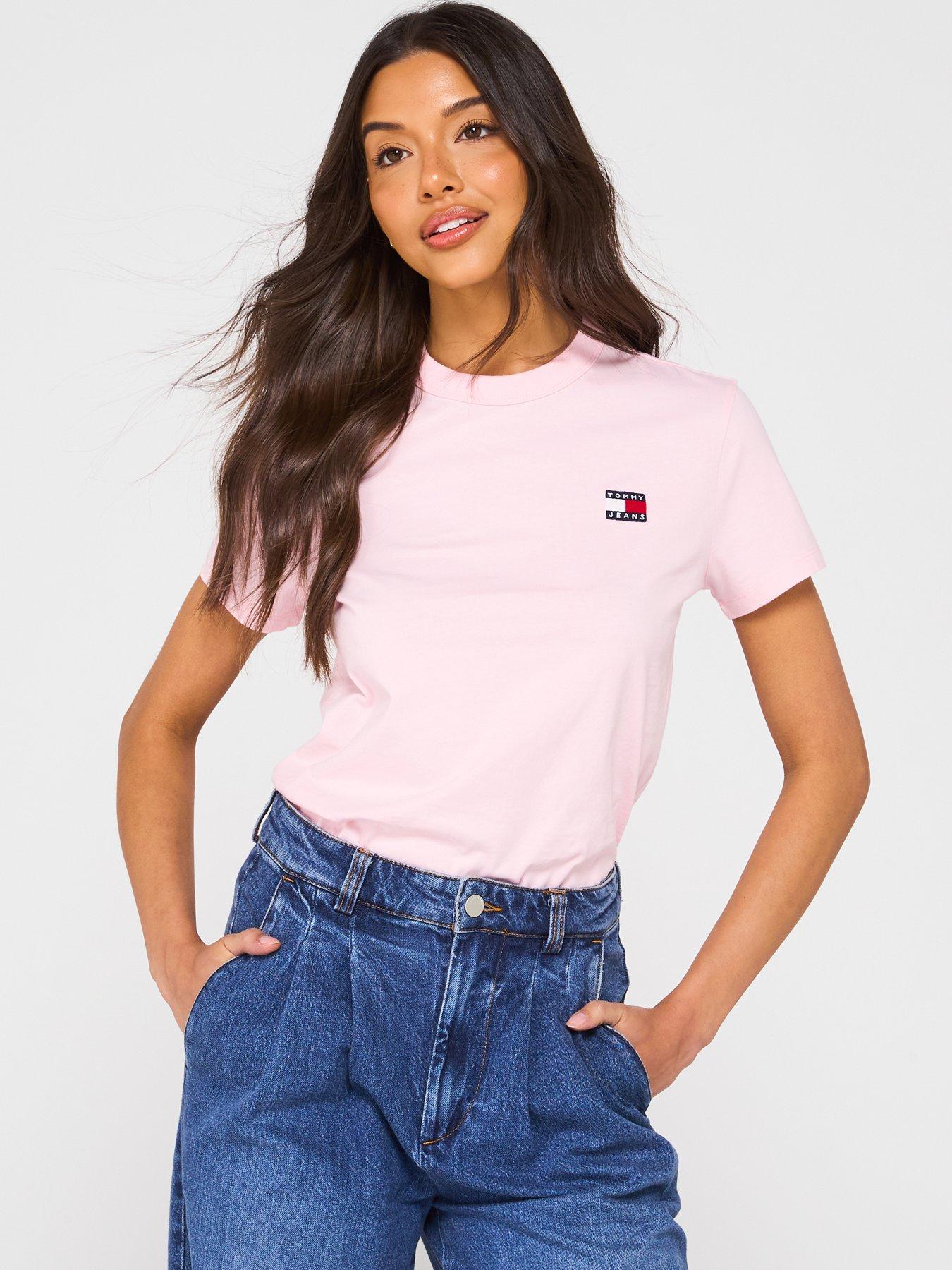undefined Relaxed Fit Badge Logo T-Shirt - Pink