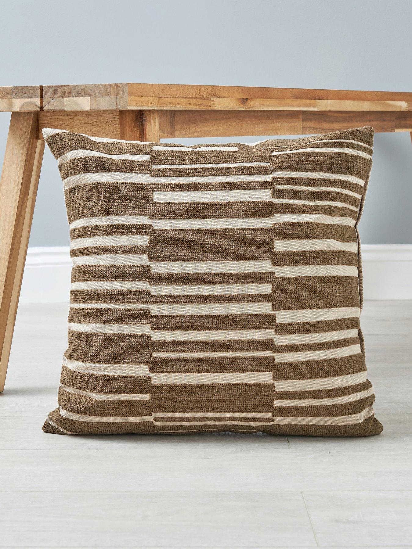  image of very-home-geo-woven-cushion-brown