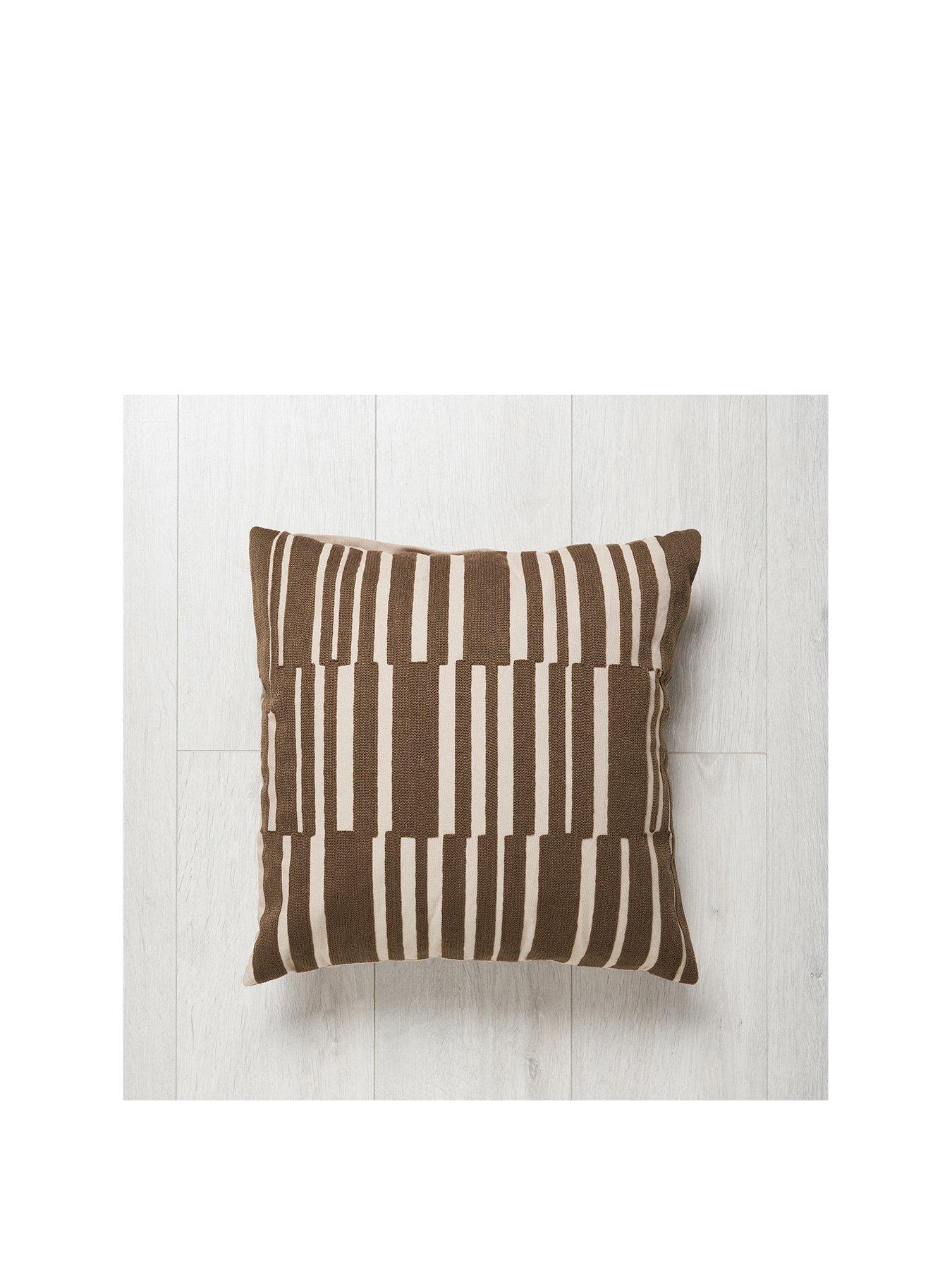  image of very-home-geo-woven-cushion-brown