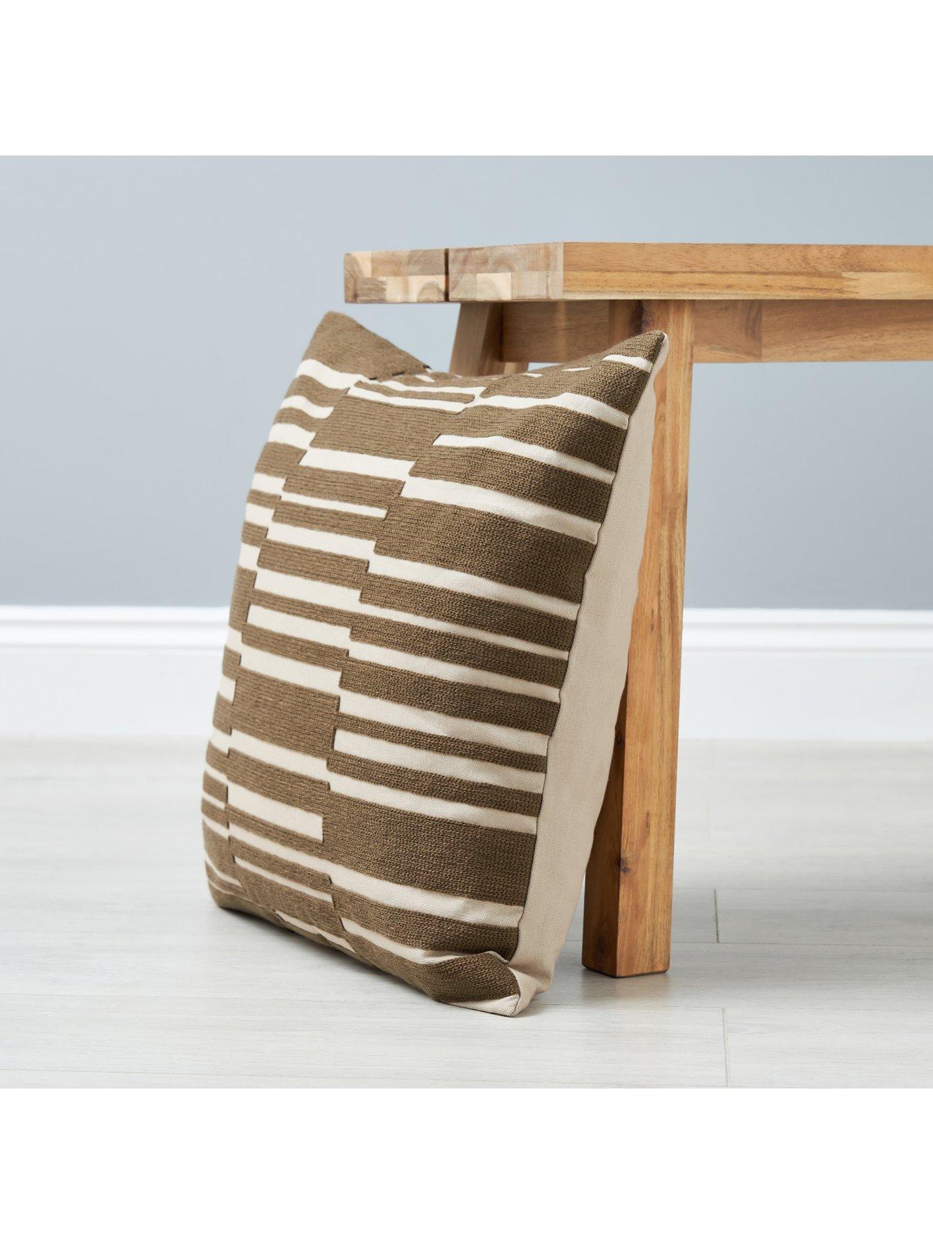 image of very-home-geo-woven-cushion-brown