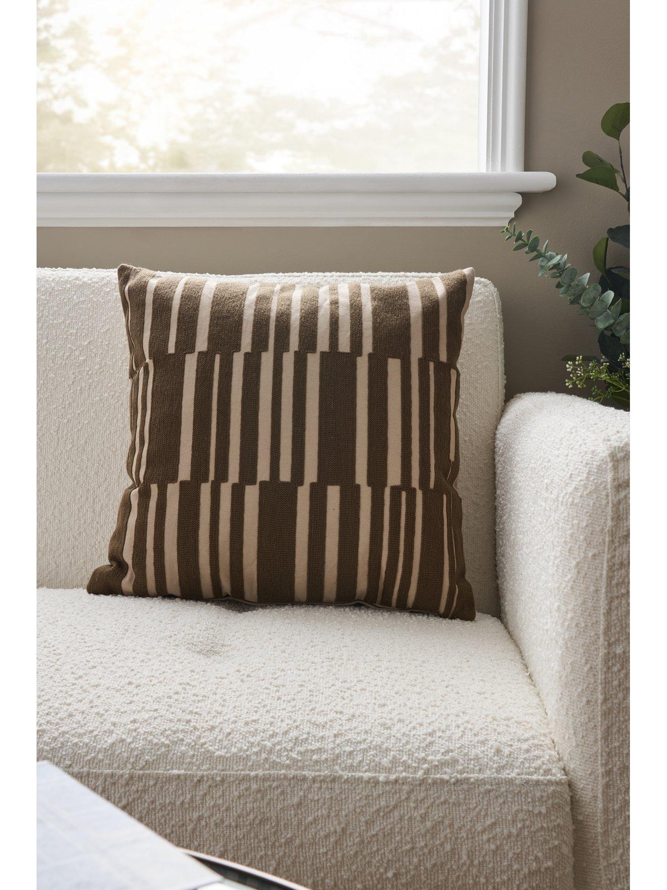  image of very-home-geo-woven-cushion-brown