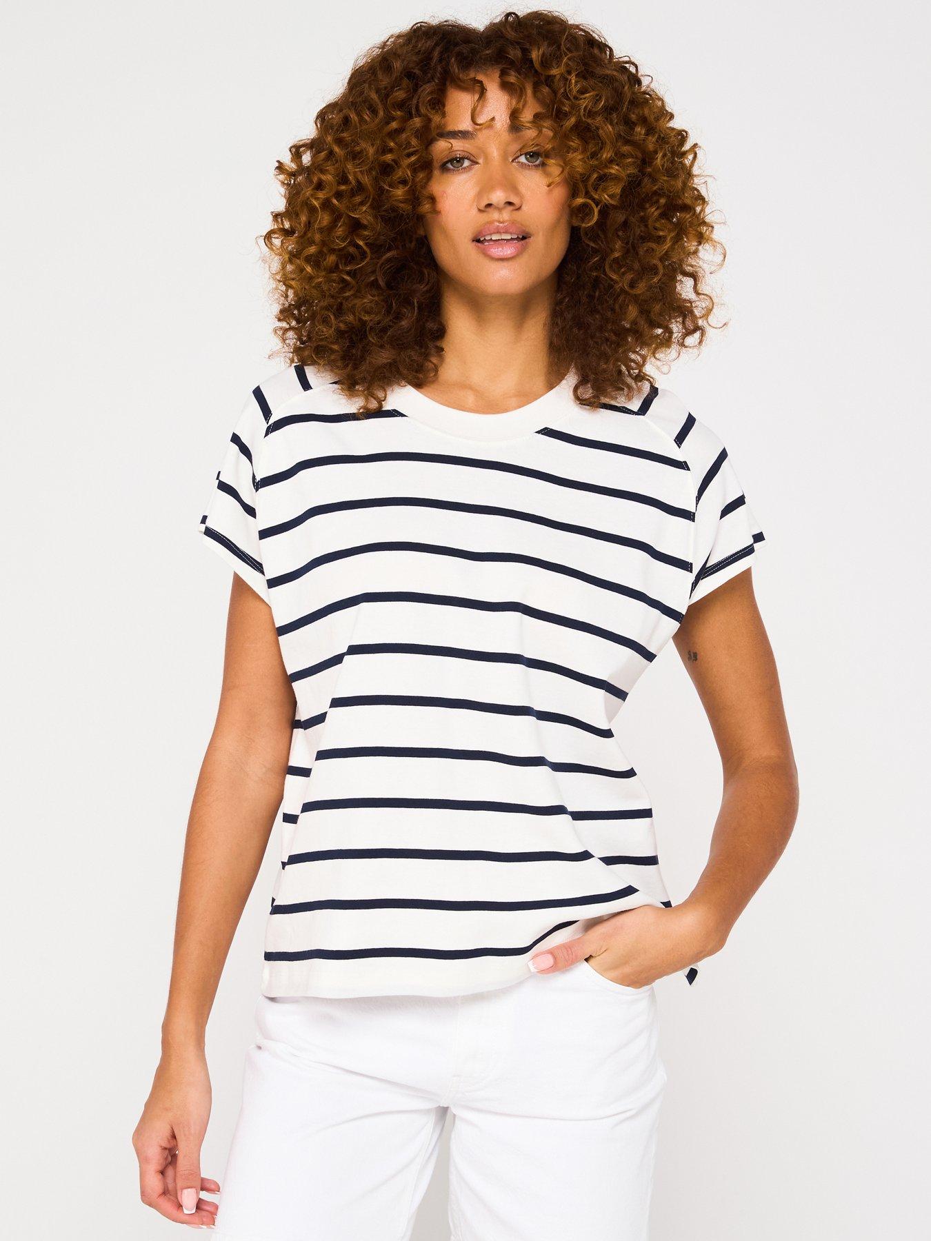  image of tommy-hilfiger-cap-sleeve-stripe-t-shirt-navy