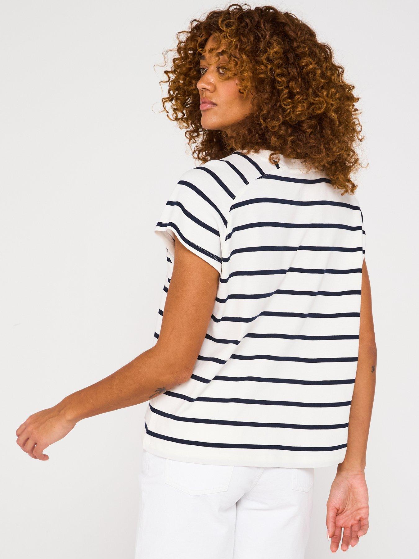  image of tommy-hilfiger-cap-sleeve-stripe-t-shirt-navy
