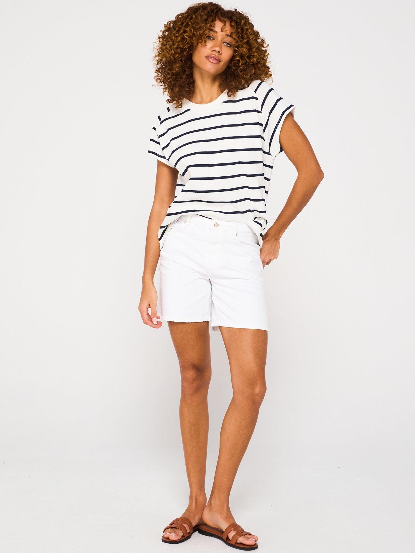  image of tommy-hilfiger-cap-sleeve-stripe-t-shirt-navy