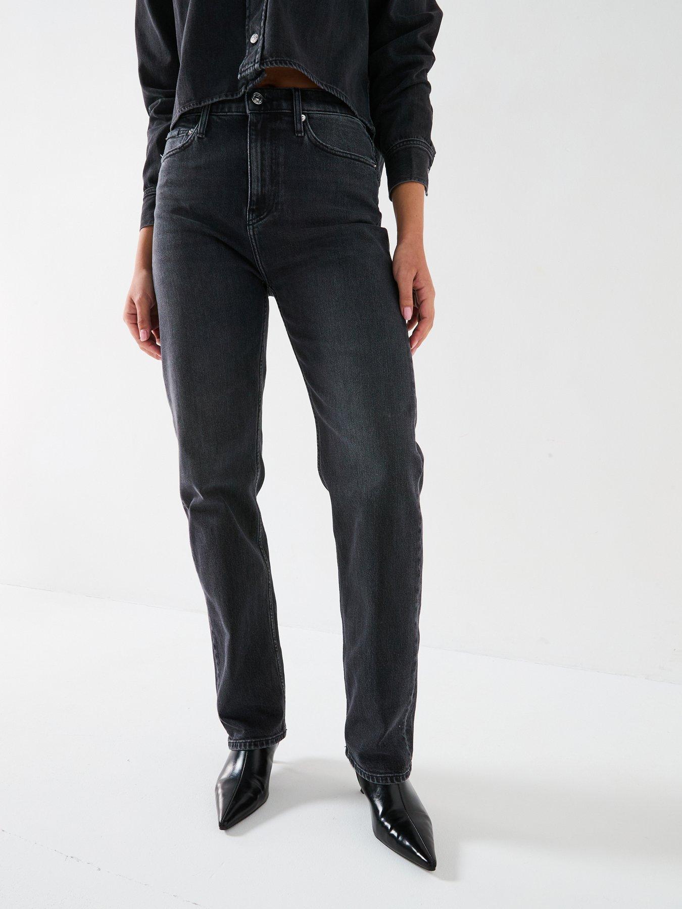 undefined High Rise Straight Leg Jean - Black