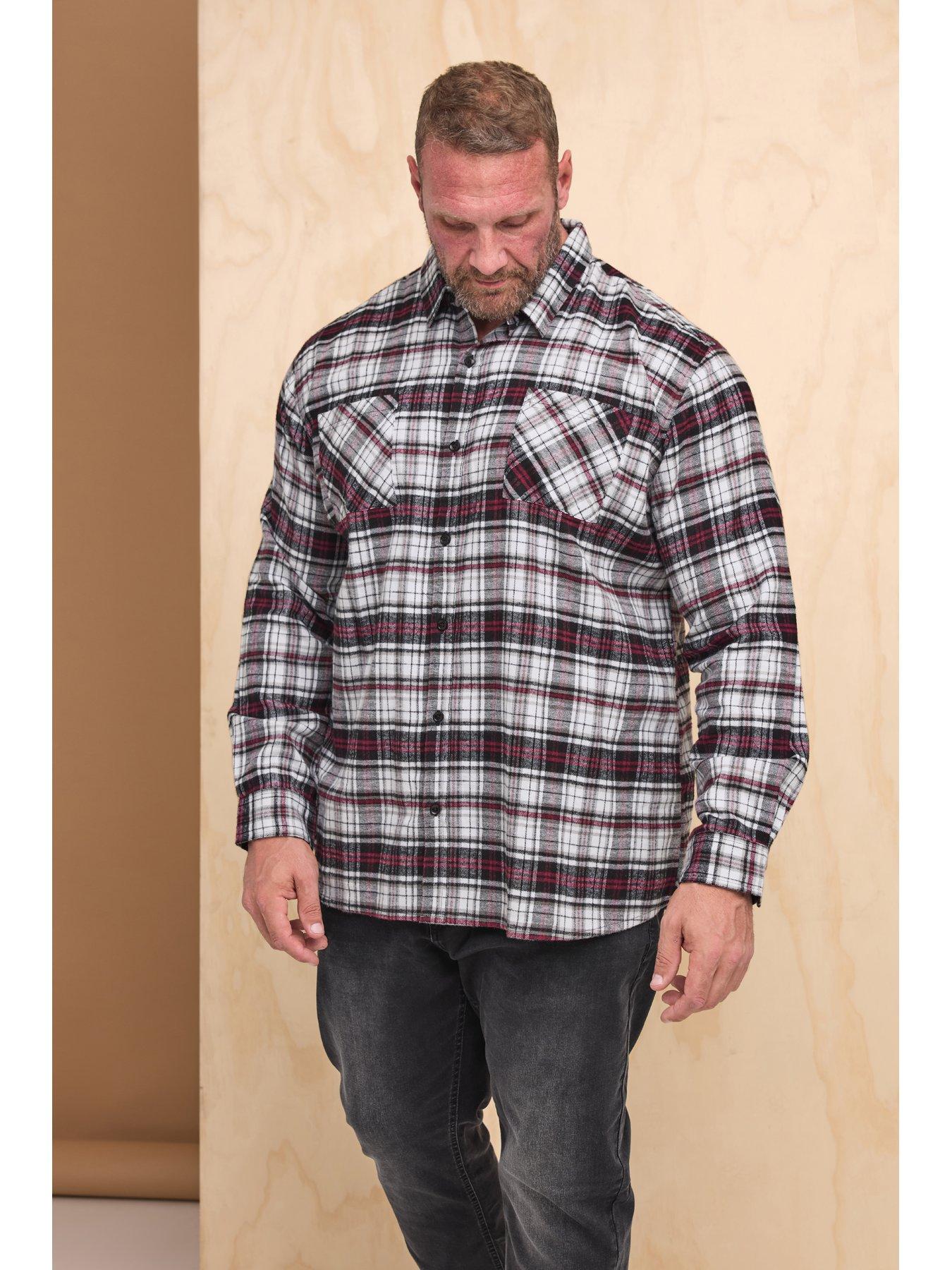  image of badrhino-big-amp-tall-brushed-checked-long-sleeve-shirt-black