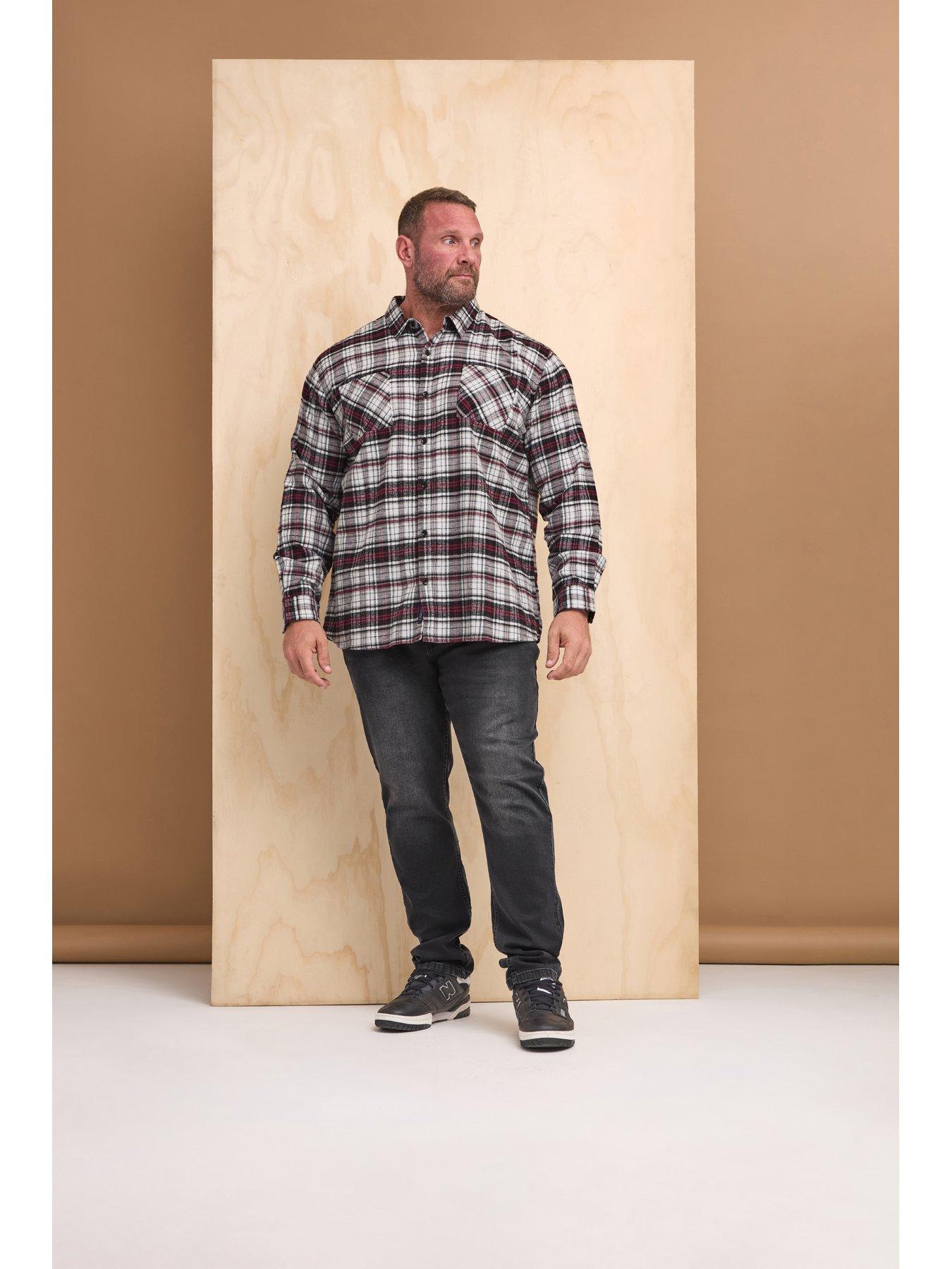  image of badrhino-big-amp-tall-brushed-checked-long-sleeve-shirt-black