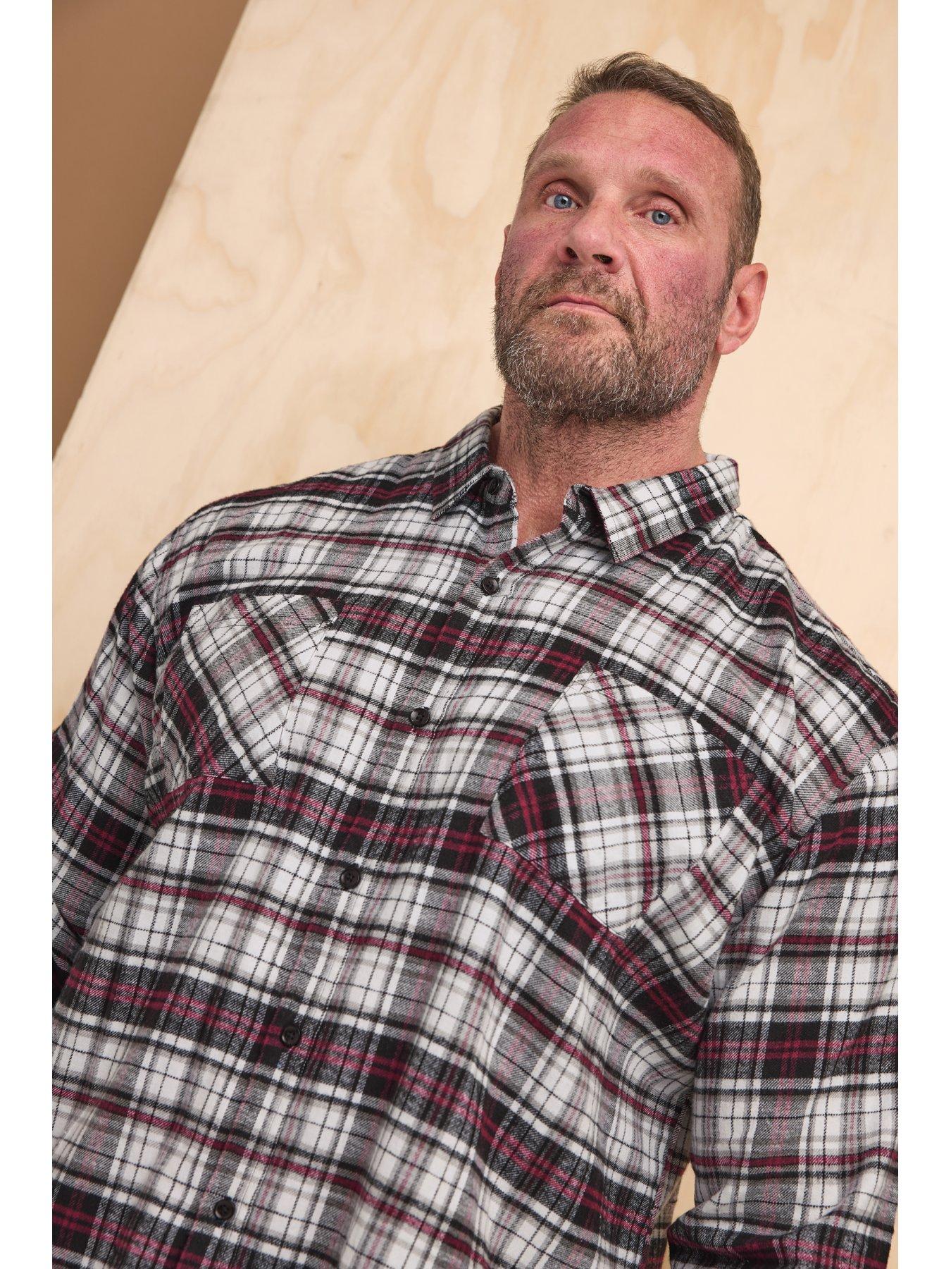  image of badrhino-big-amp-tall-brushed-checked-long-sleeve-shirt-black