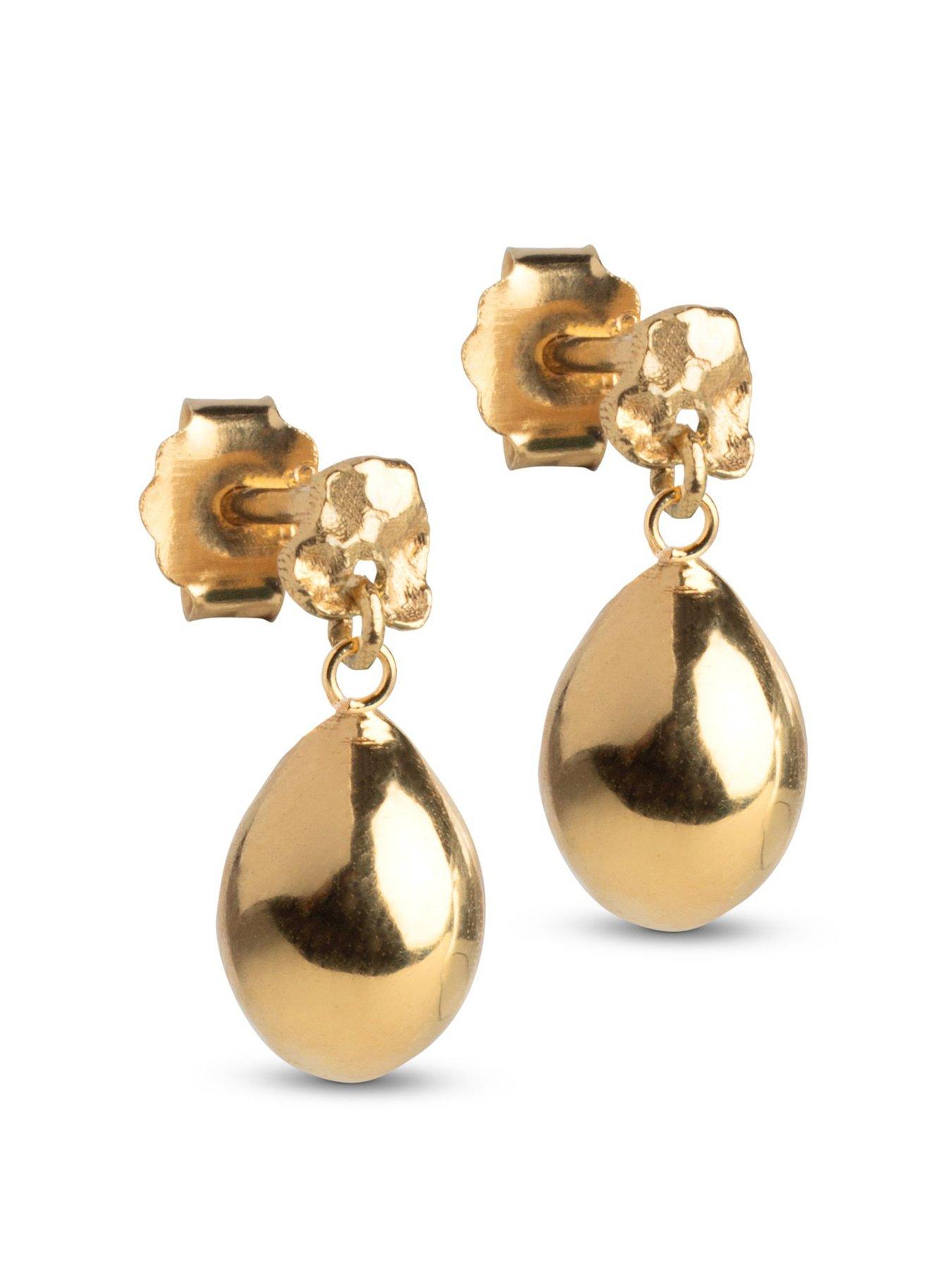 undefined Poe Gold Earrings,18ct Gold-Plated, 925 Sterling Silver with Gold Plated Drop
