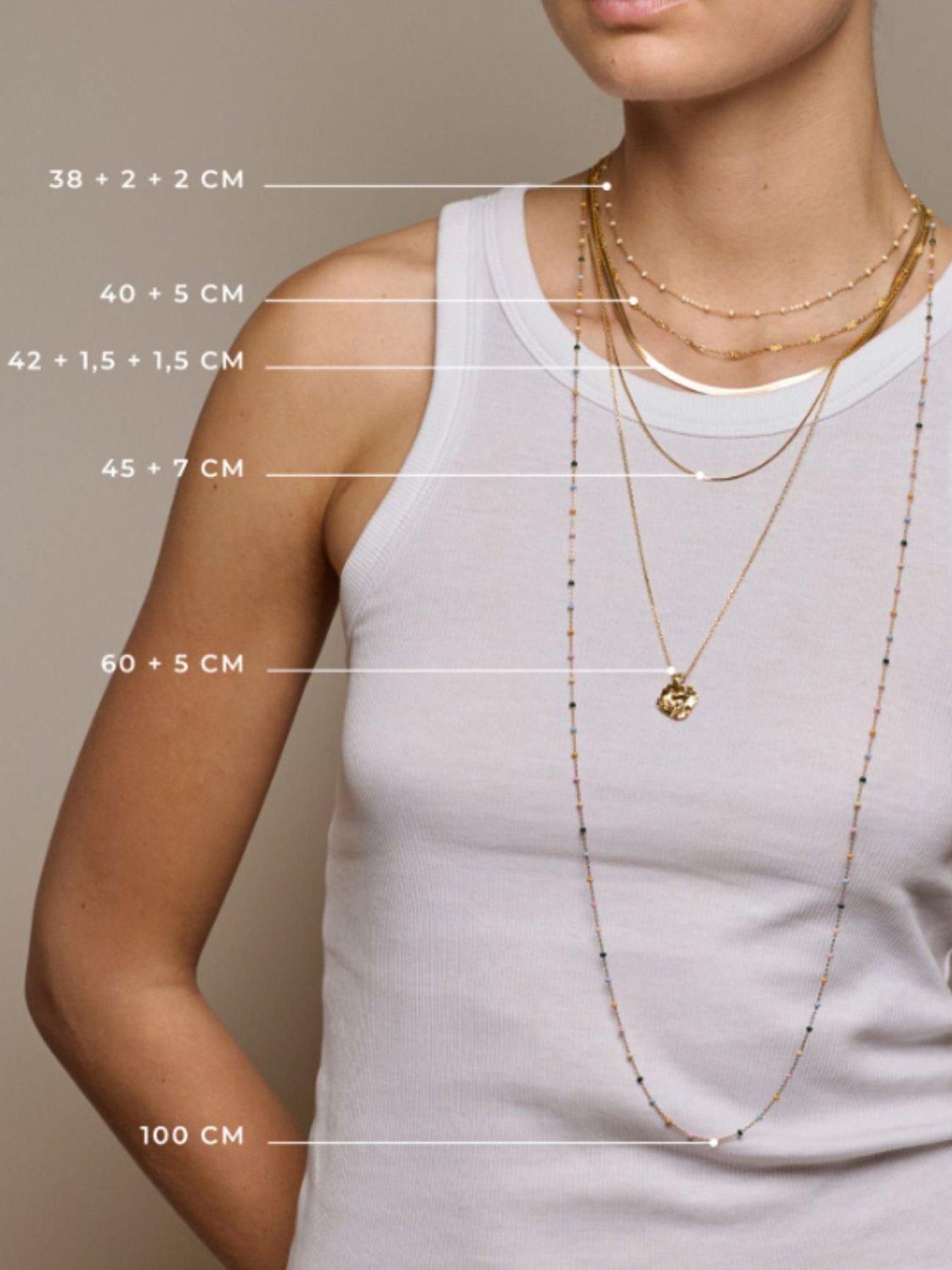  image of enamel-copenhagen-lola-gold-40cm-necklace-18ct-gold-plated-925-sterling-silver-and-black-and-white-enamel