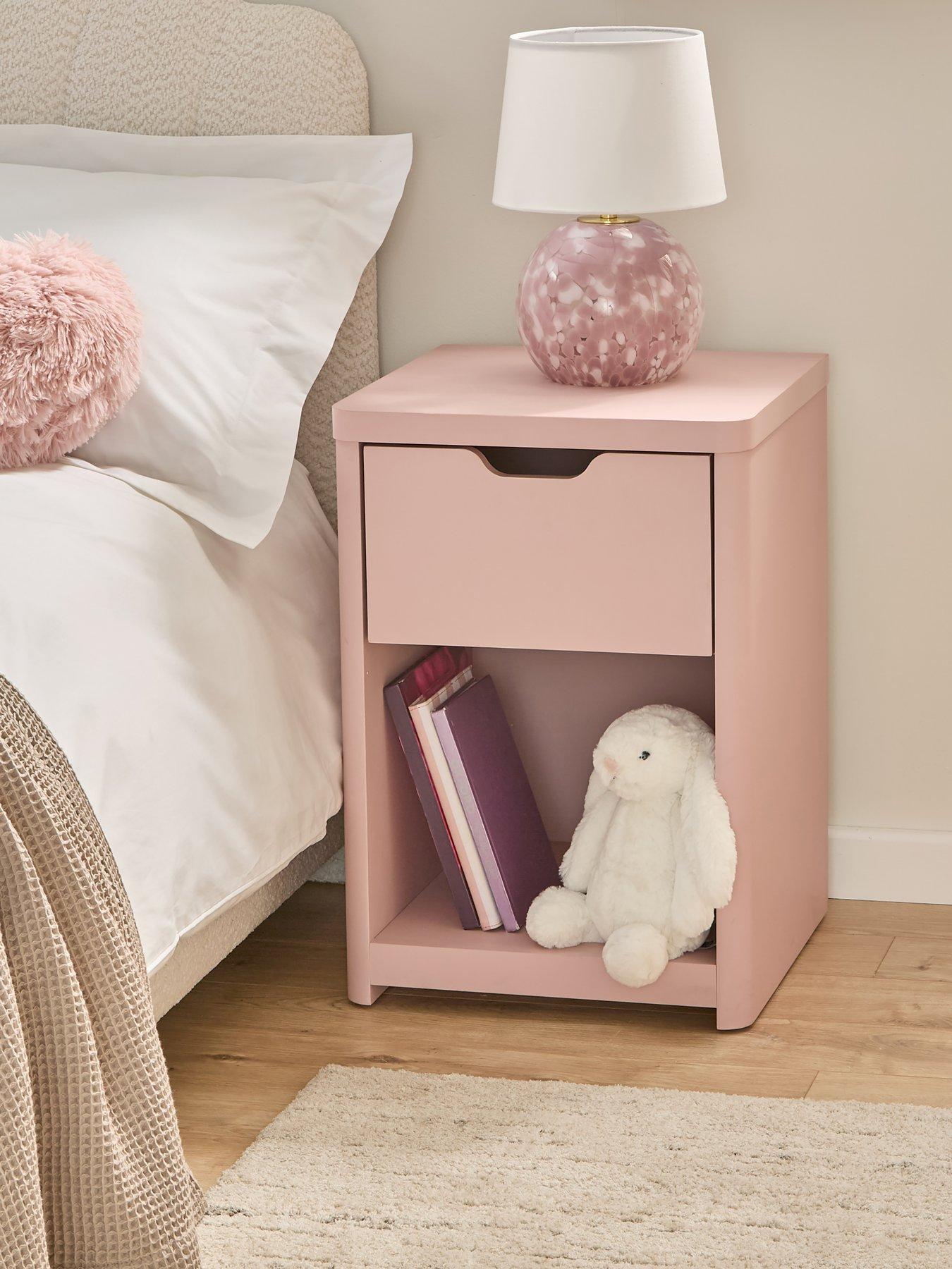 very-home-aspen-1-drawer-bedside-chest-pink