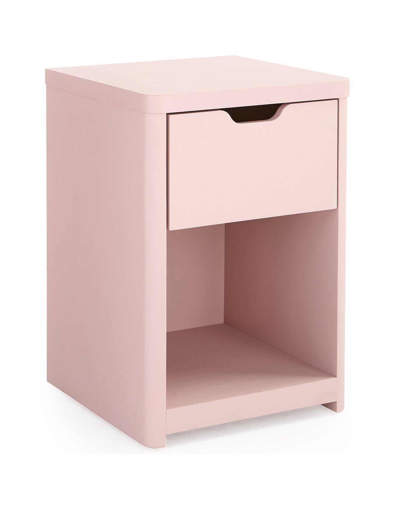  image of very-home-aspen-1-drawer-bedside-chest-pink