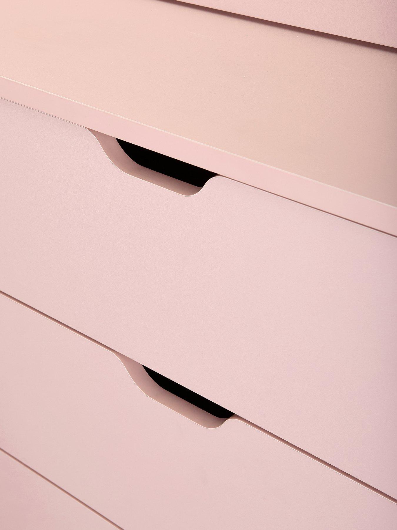  image of the-very-collection-aspen-mid-sleeper-bed-frame-with-desk-drawers-and-shelves-plus-mattress-options-buy-and-save-pink