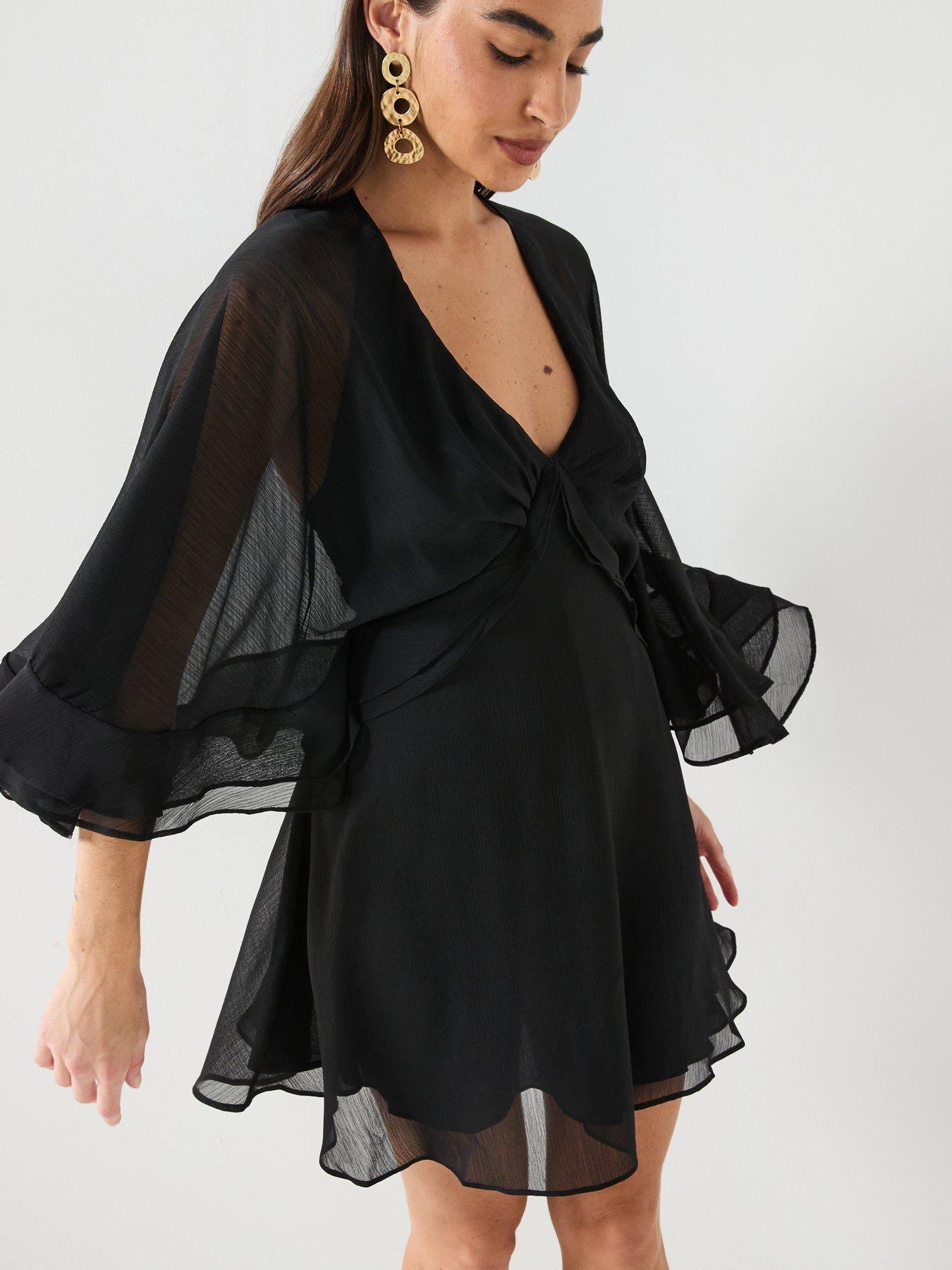 black feather trim mini dress Faux Feather Trim Strapless Mini Dress main image 1