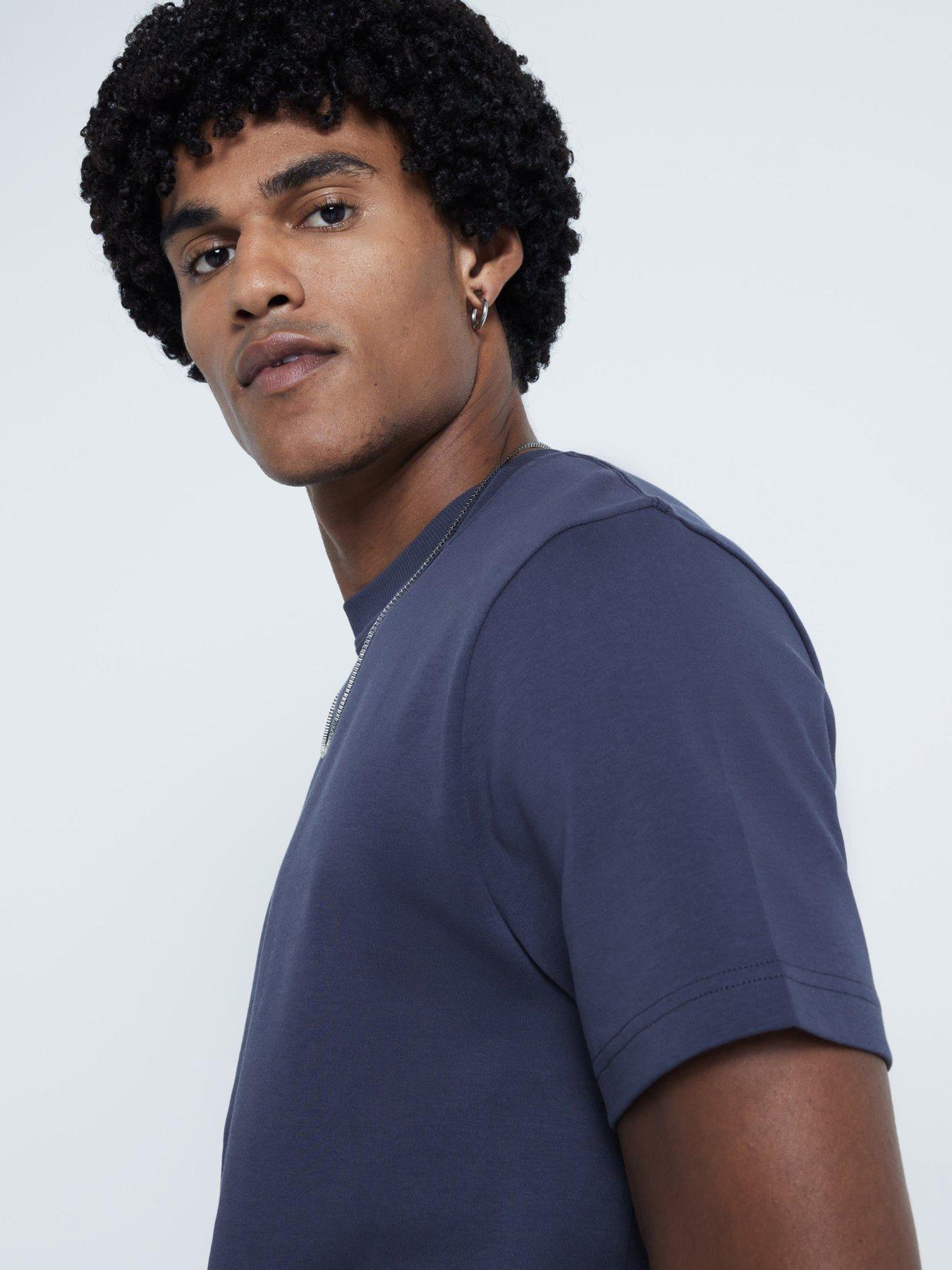  image of river-island-short-sleeve-ri-studio-slim-t-shirt-dark-grey