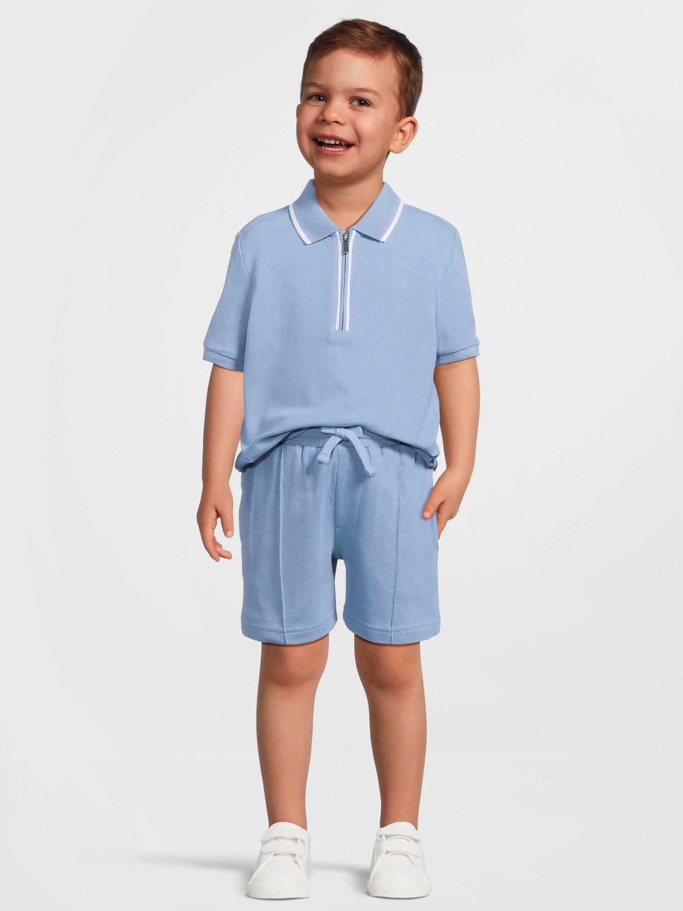  image of mini-v-by-very-boys-pique-polo-and-short-set-blue