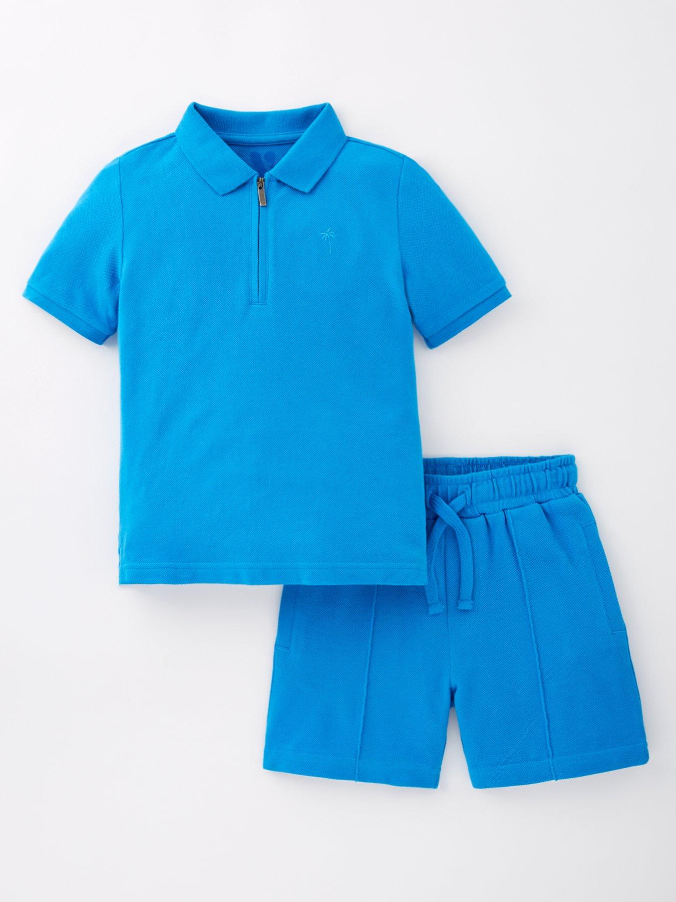 mini-v-by-very-boys-pique-polo-and-short-set-blue