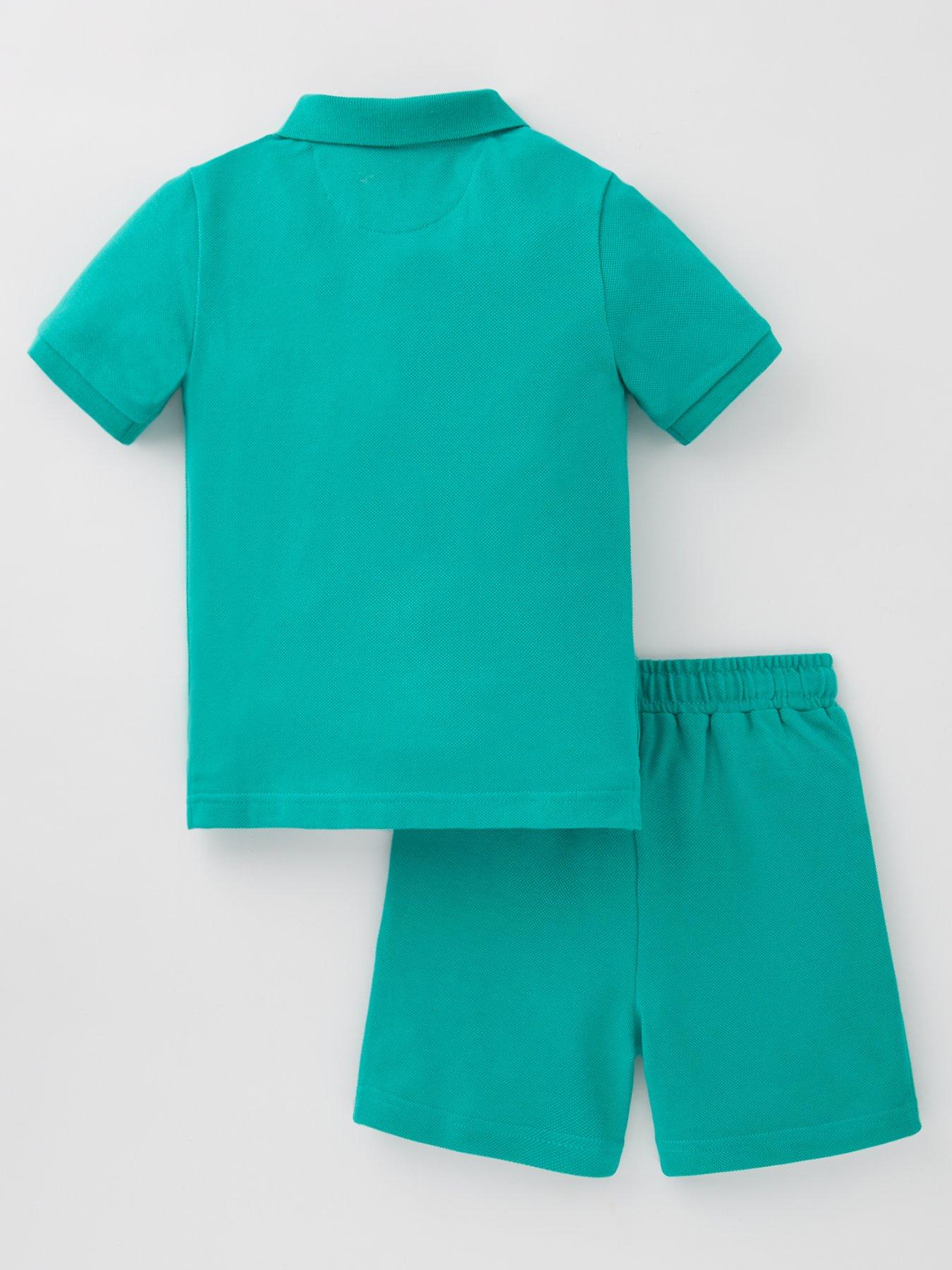  image of mini-v-by-very-boys-pique-polo-and-short-set-green