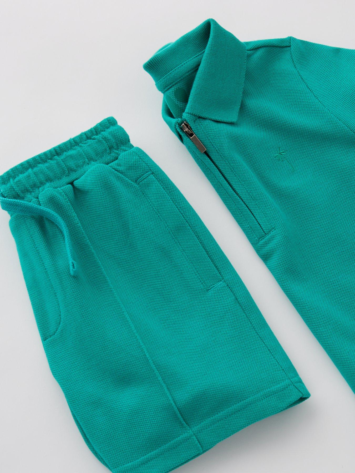  image of mini-v-by-very-boys-pique-polo-and-short-set-green